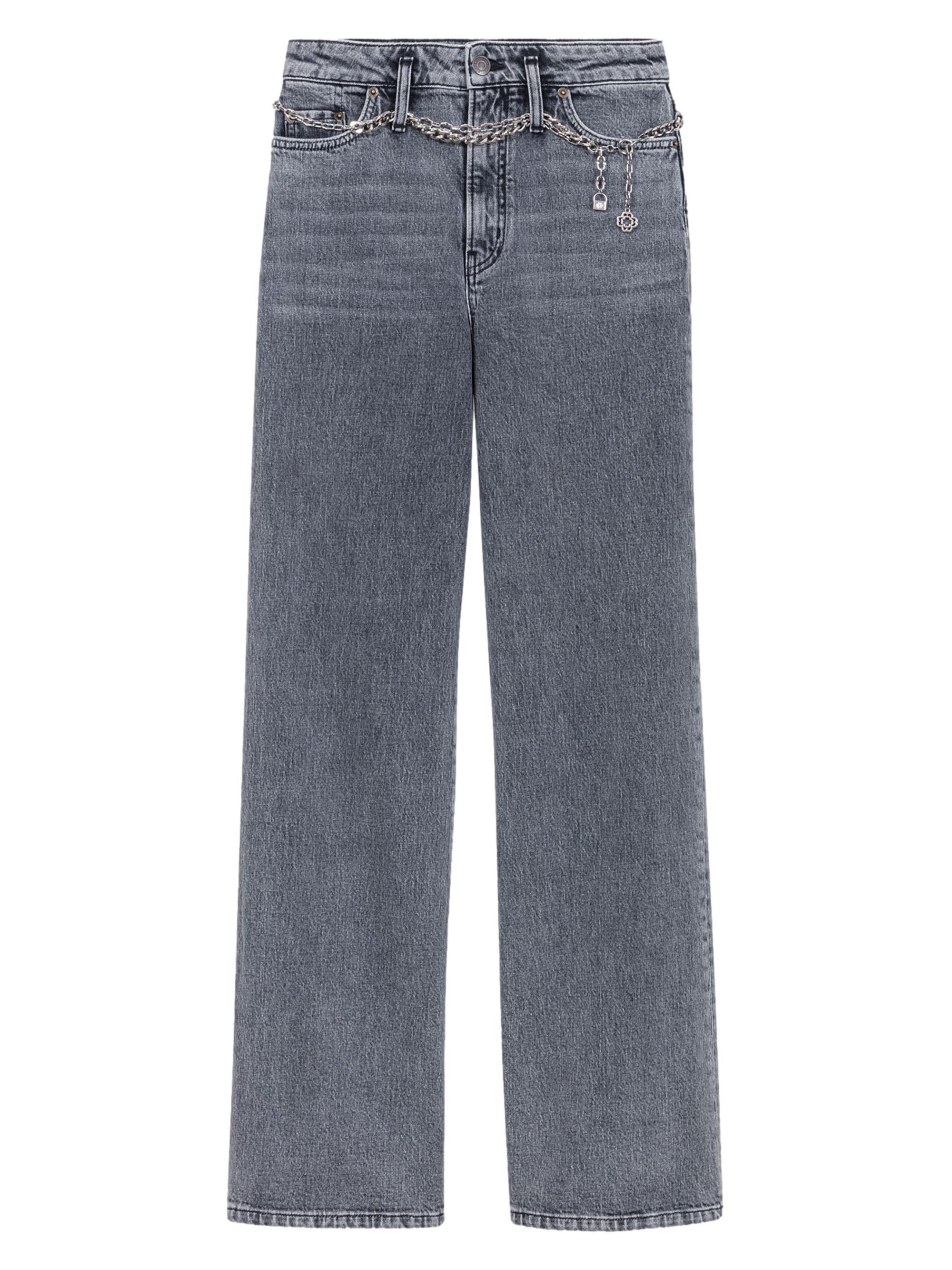 Maje Women's Wide-Leg Jeans with Chain-Link Belt - Grey