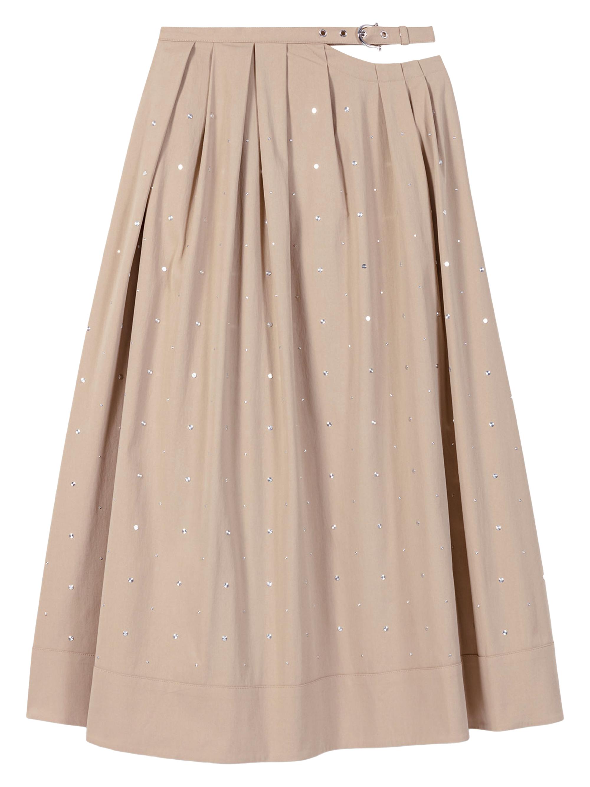 Maje Women's Long Studded Cotton Skirt - Beige