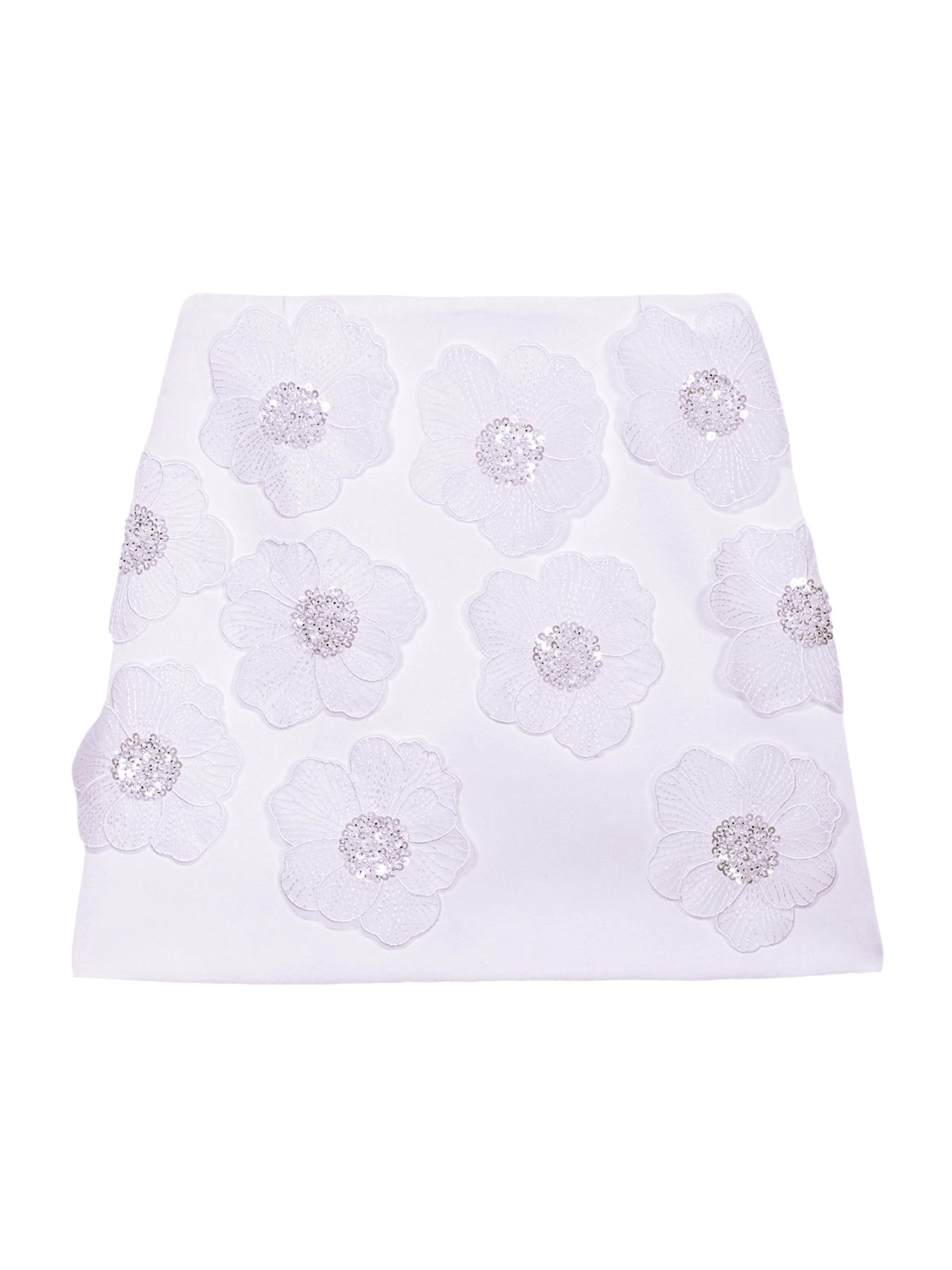 Maje Women's Beaded Satin Floral Skirt - White