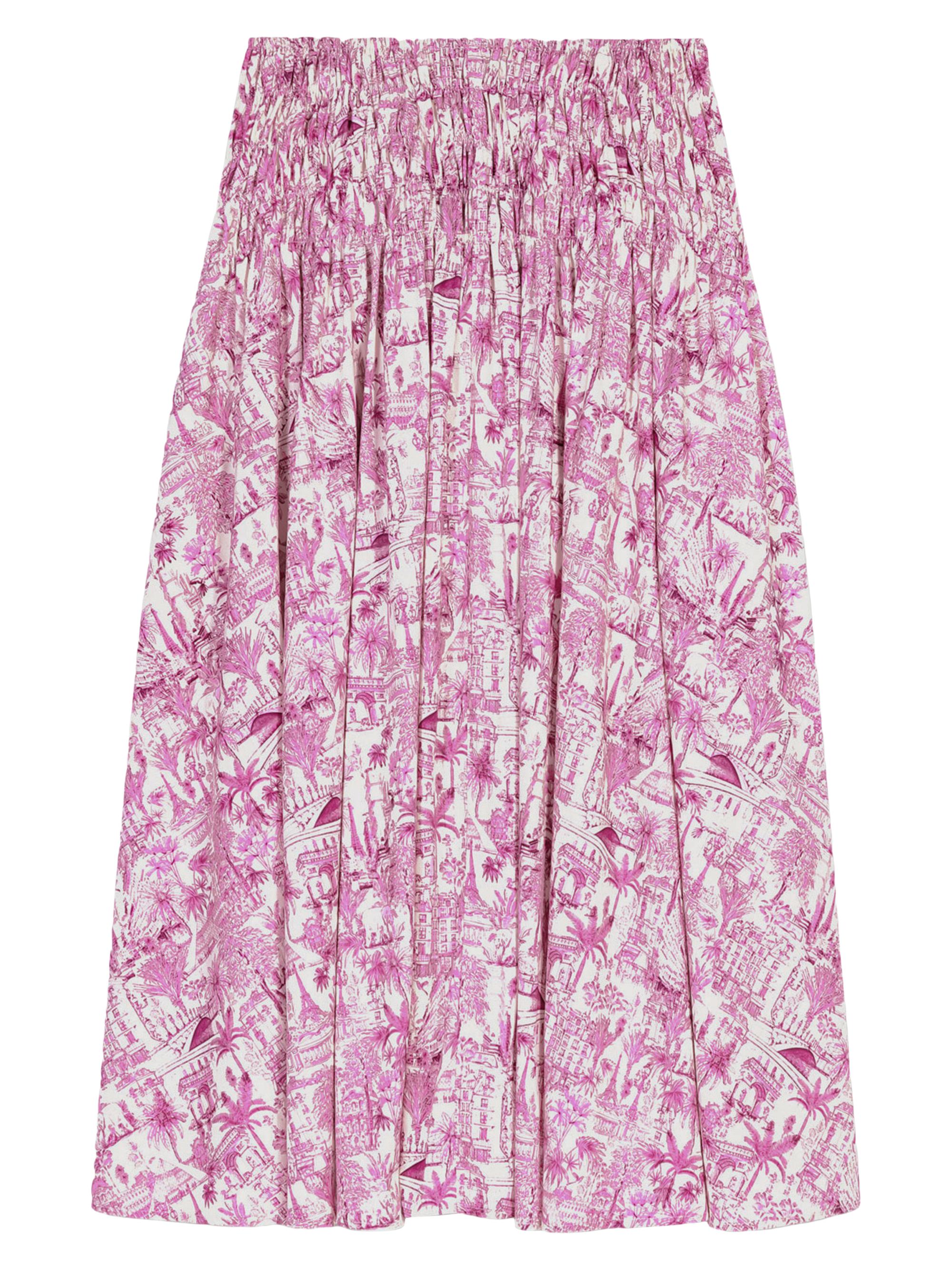 Maje Women's Printed Midi Skirt - Paris Pink