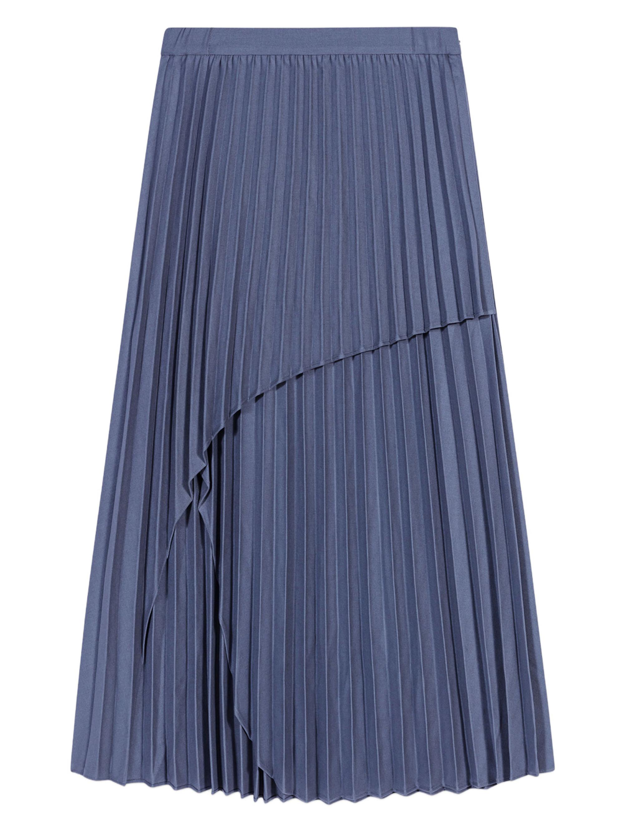 Maje Women's Asymmetrical Pleated Skirt - Blue