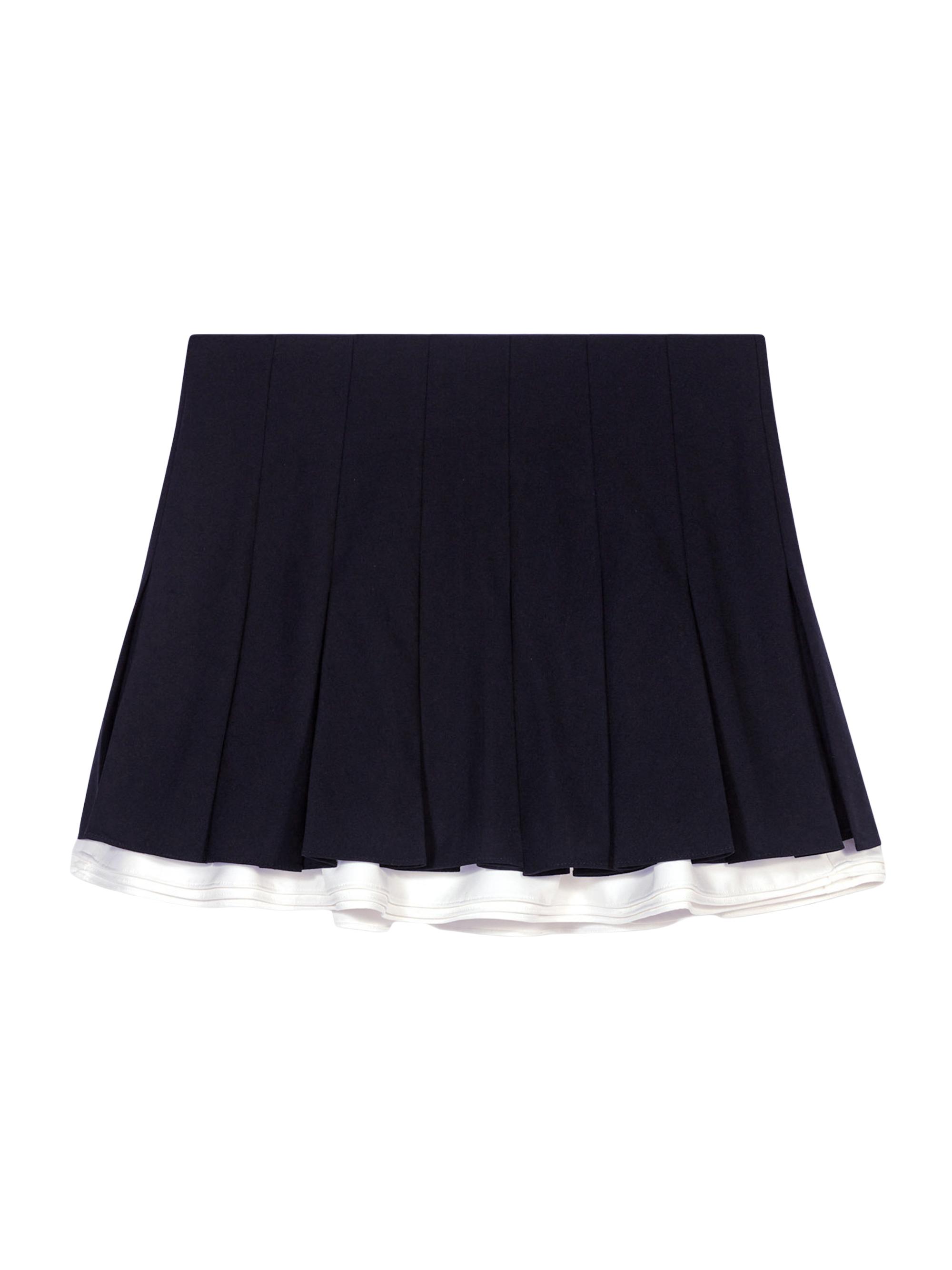 Maje Women's Dual-Material Pleated Skort - Black