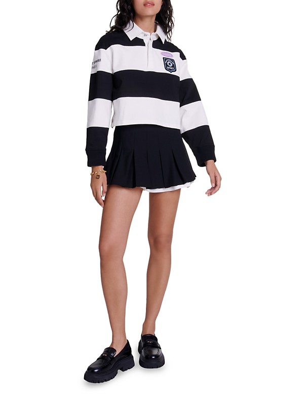 Shop Maje Dual-Material Pleated Skort | Saks Fifth Avenue Shop Maje Dual-Material Pleated Skort | Saks Fifth Avenue