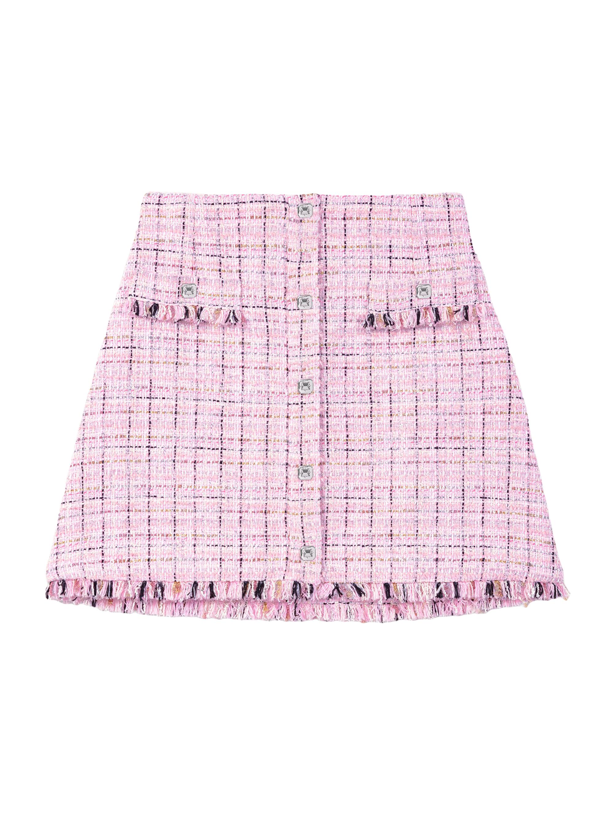 Maje Women's Tweed Skirt with Belt - Pink