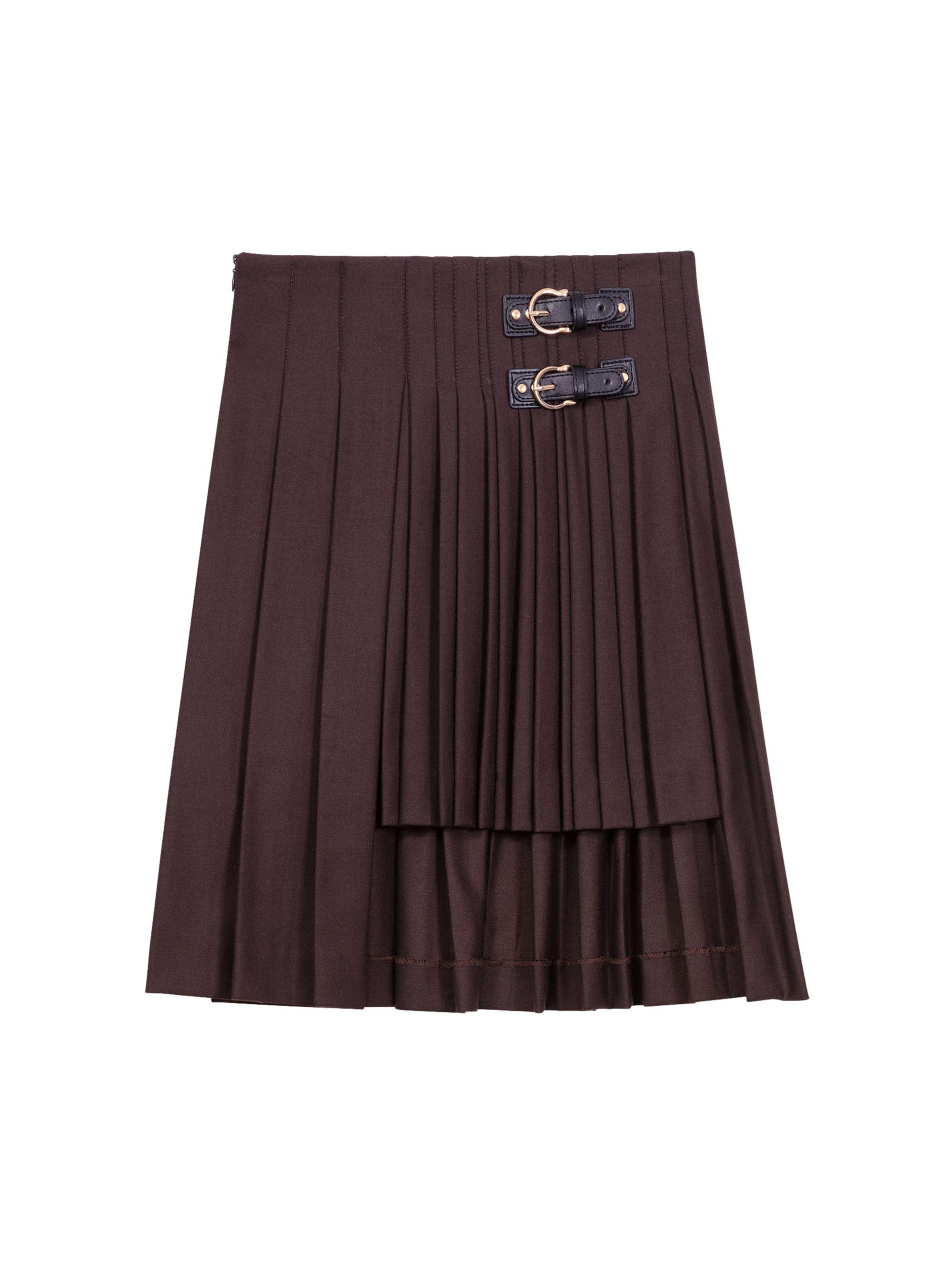Maje Women's Asymmetrical Pleated Short Skirt - Brown