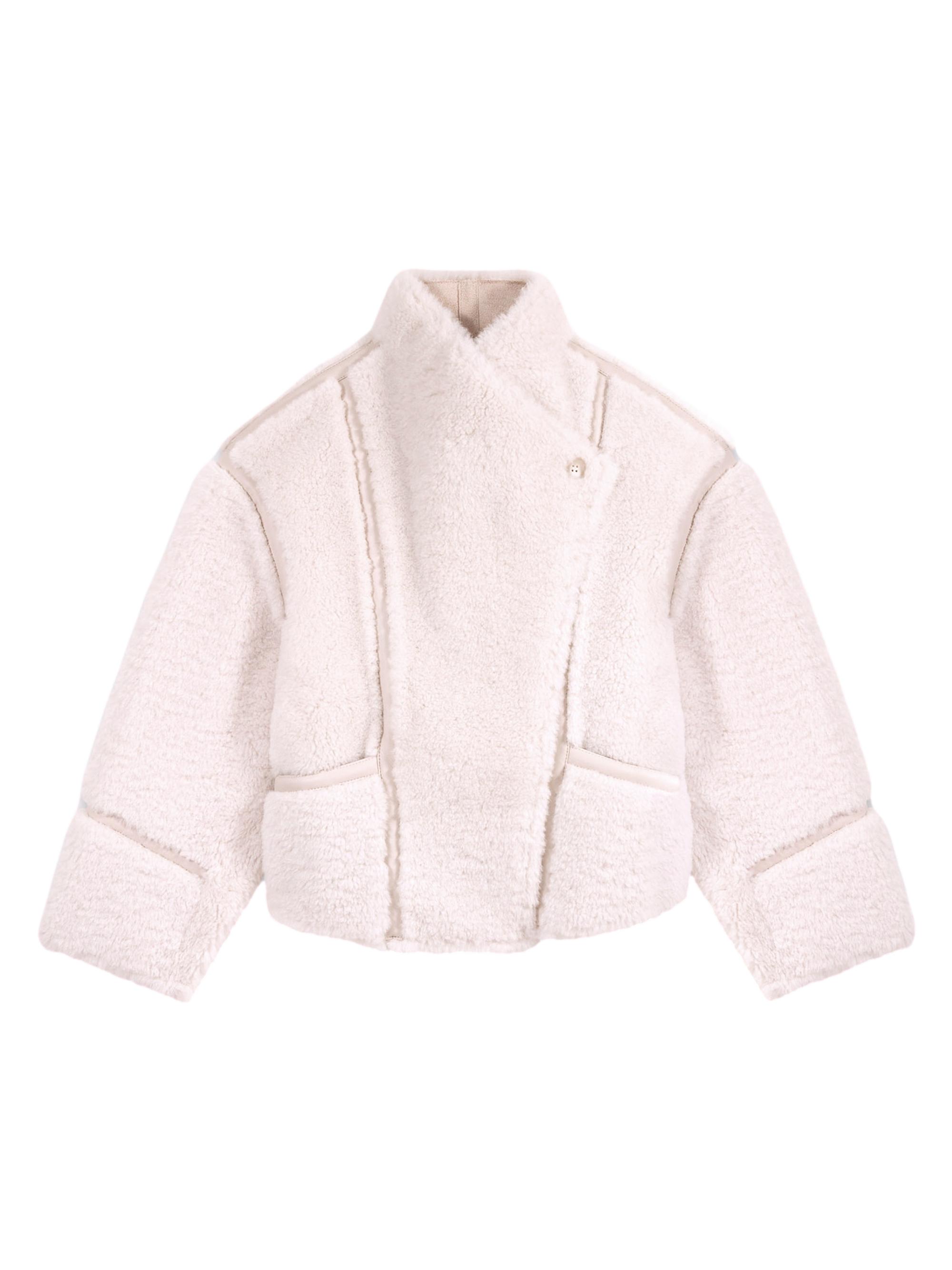 Maje Women's Short Faux Fur Coat - Ecru