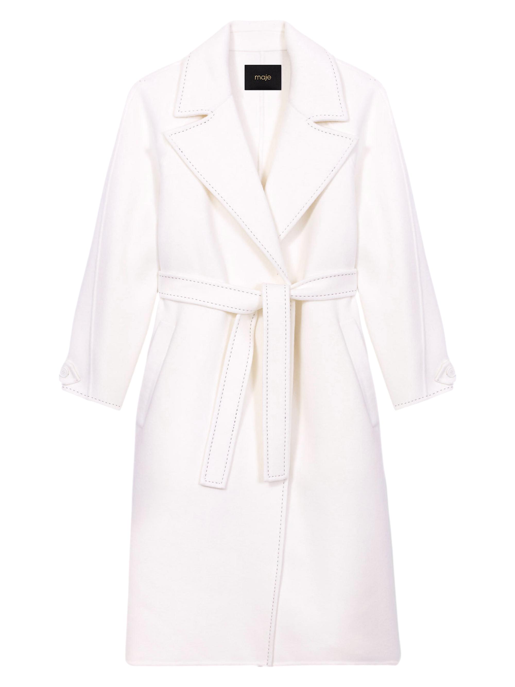 Maje Women's Double-Faced Mid-Length Coat - Ecru