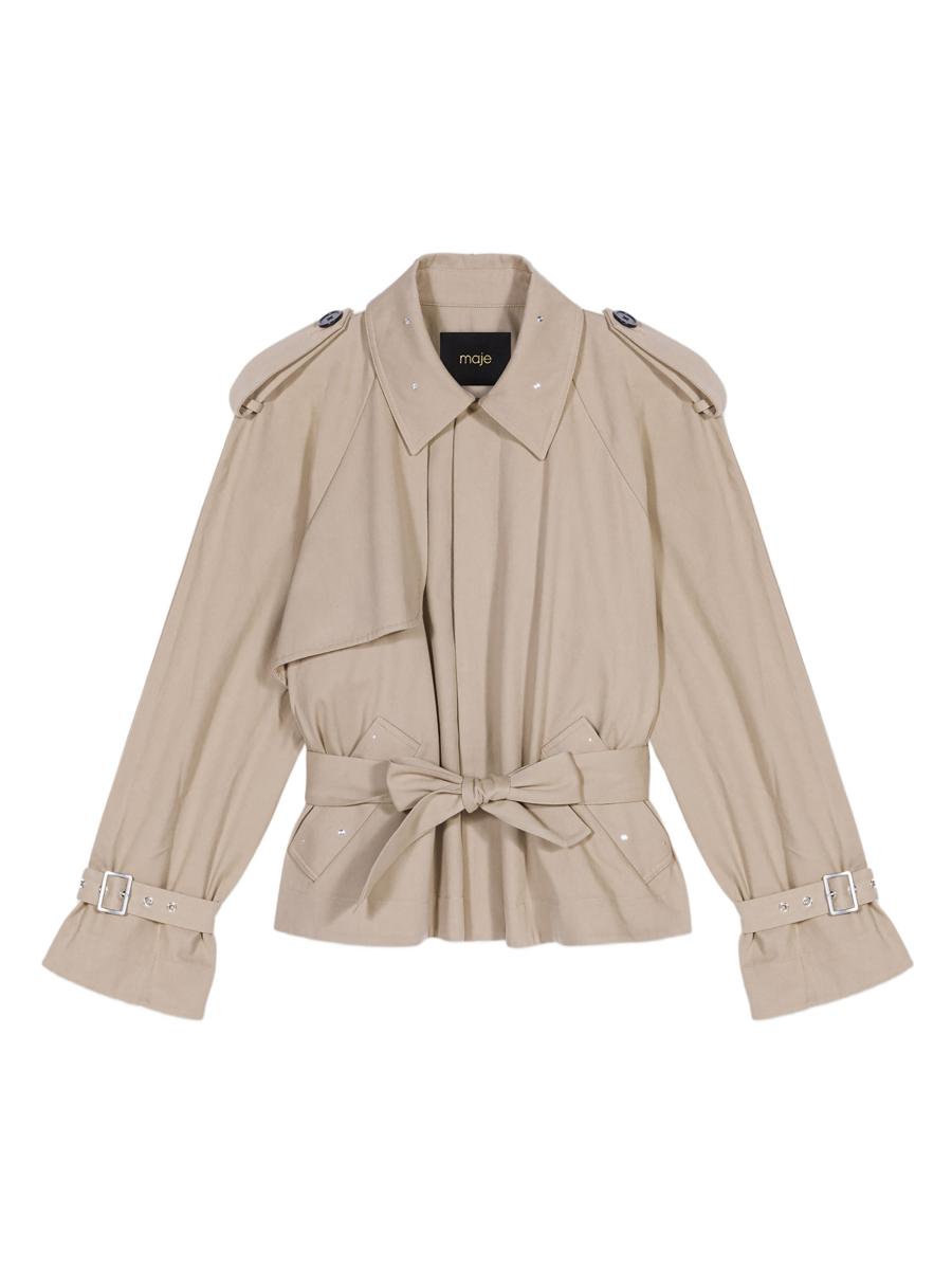 未使用級✨deres コート short triangle coat 23AW Maje Short Studded Trench Jacket | Saks Fifth Avenue