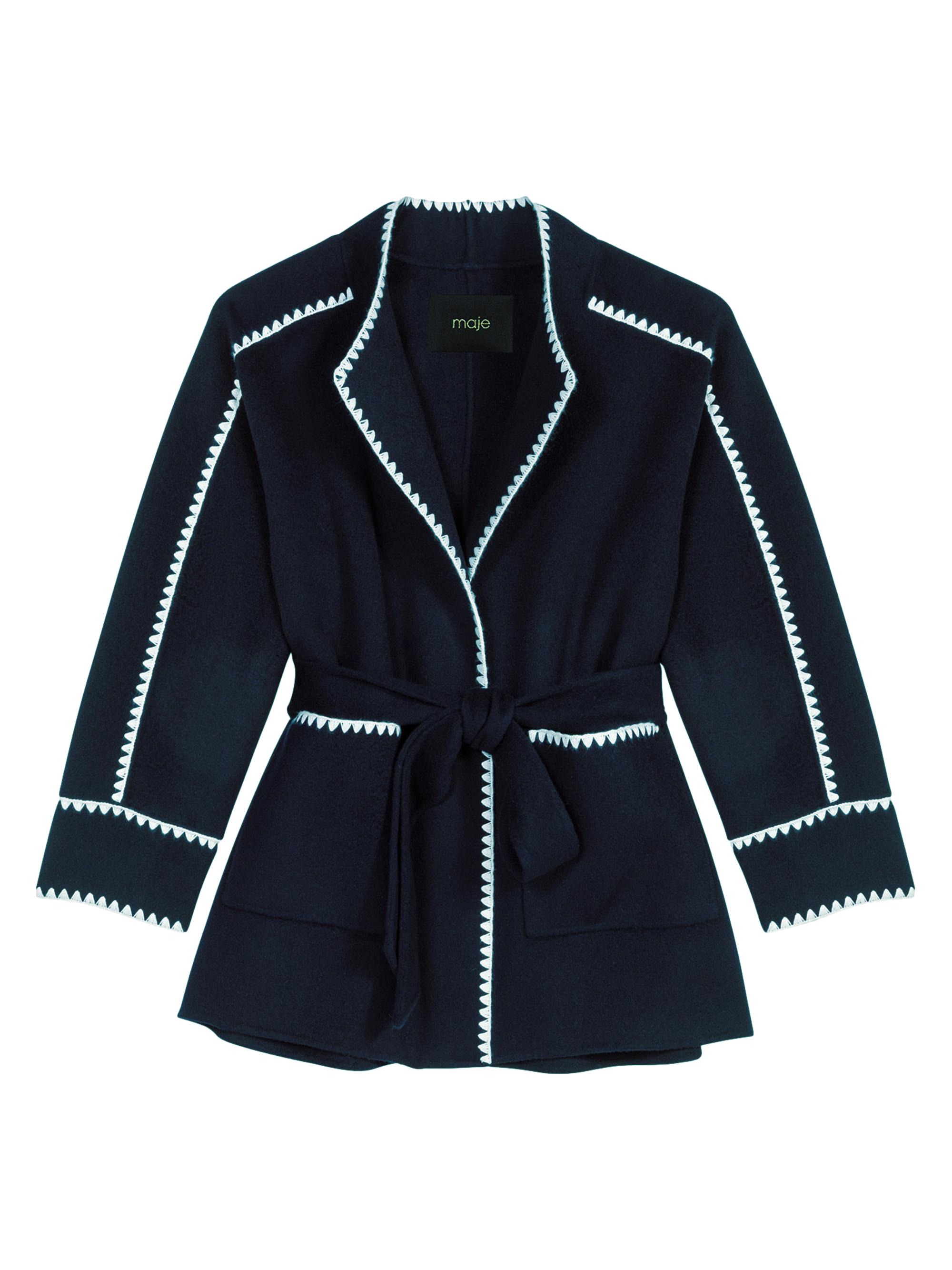 Maje Women's Double-Faced Coat - Navy White