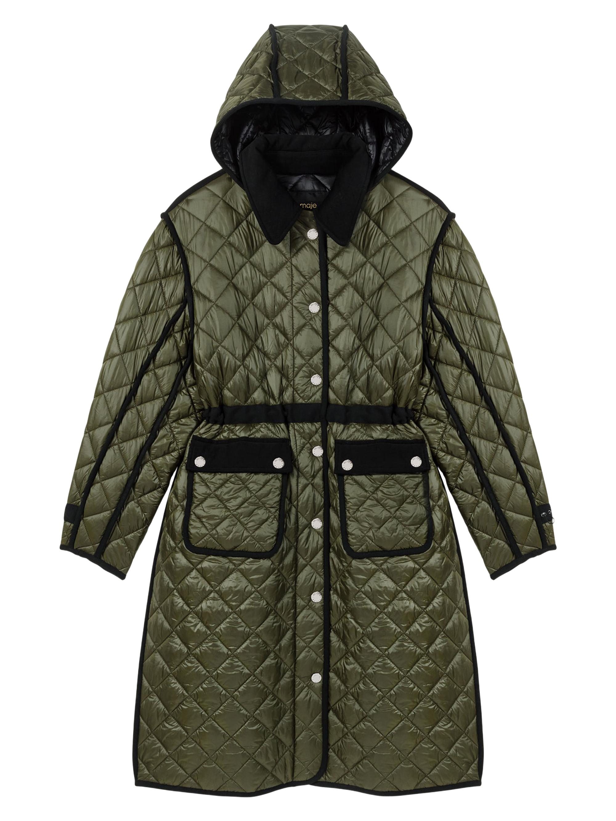 Maje Women's Contrast Quilted Puffer Jacket - Khaki