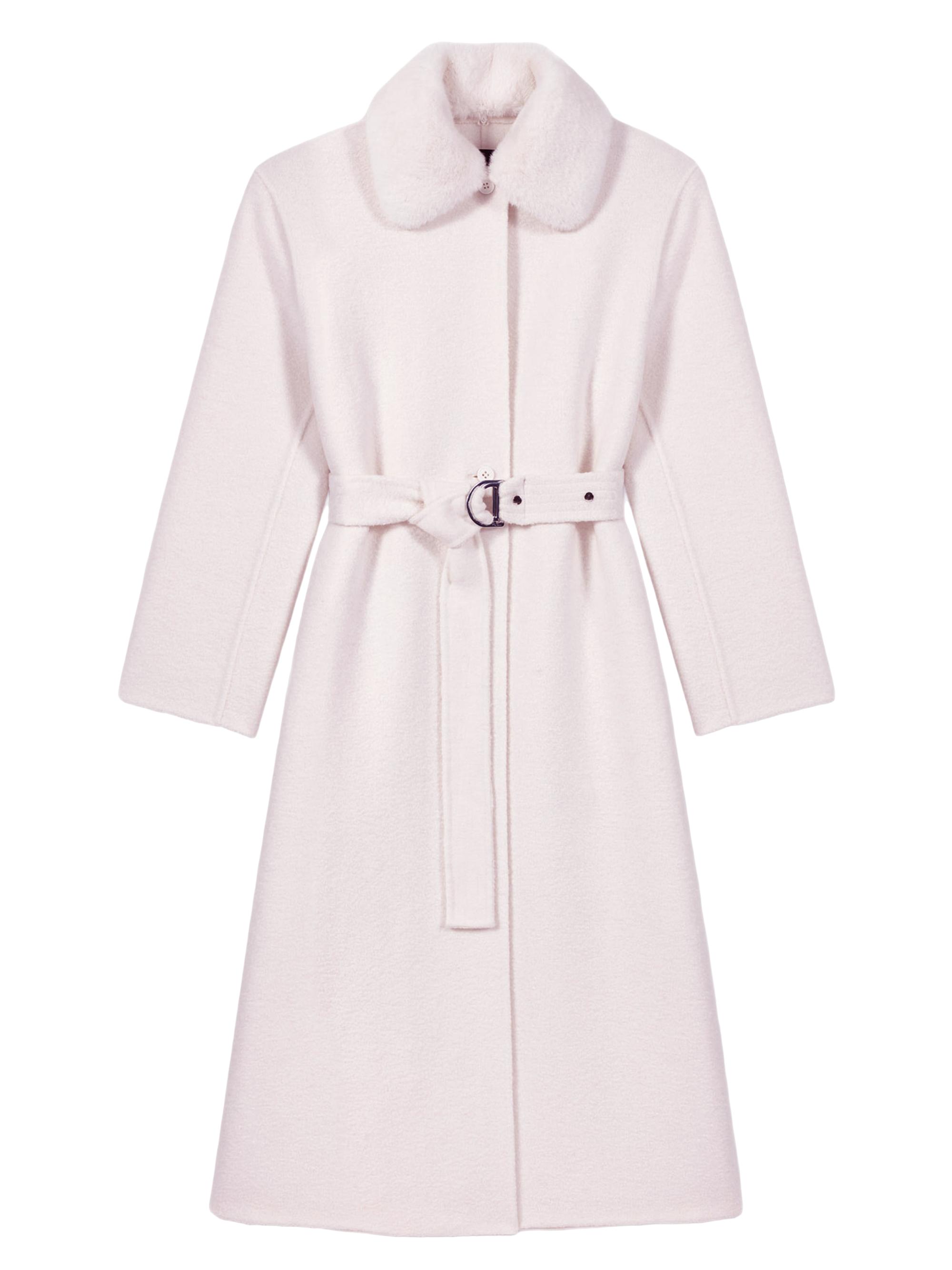 Maje Women's Wool Coat with Removable Collar - Ecru