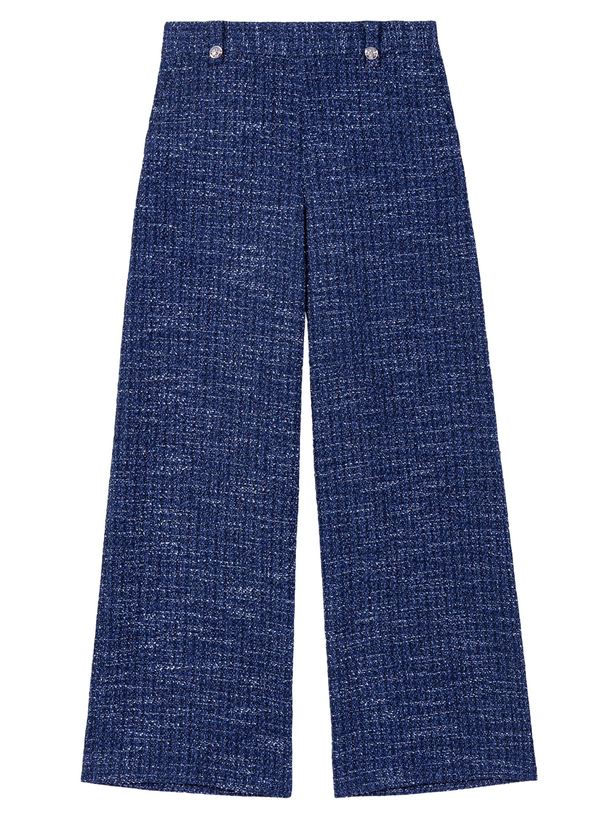Maje Women's Wide Leg Tweed Trousers - Blue