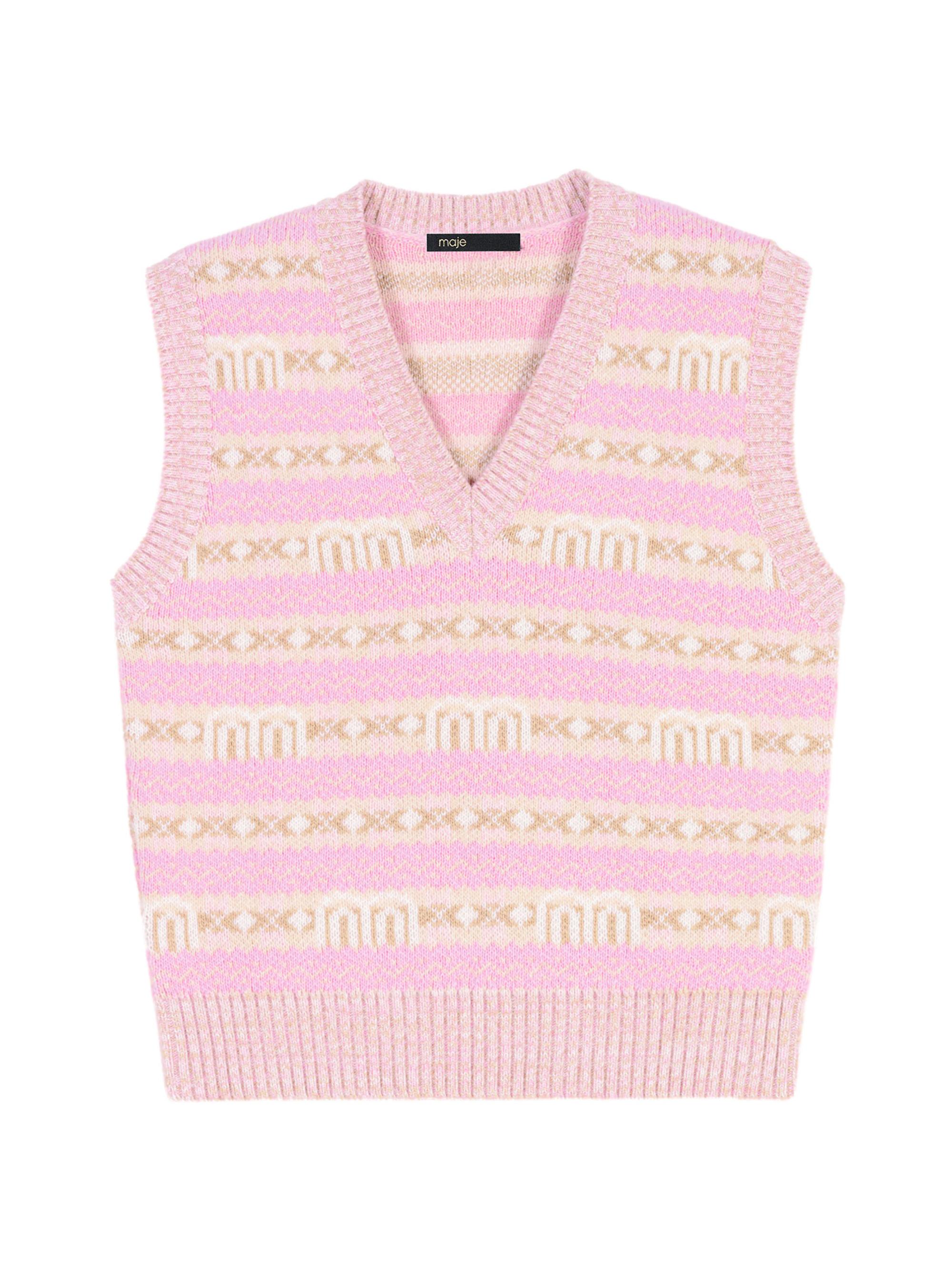 Maje Women's Sleeveless Jacquard Jumper - Multicolor Pink