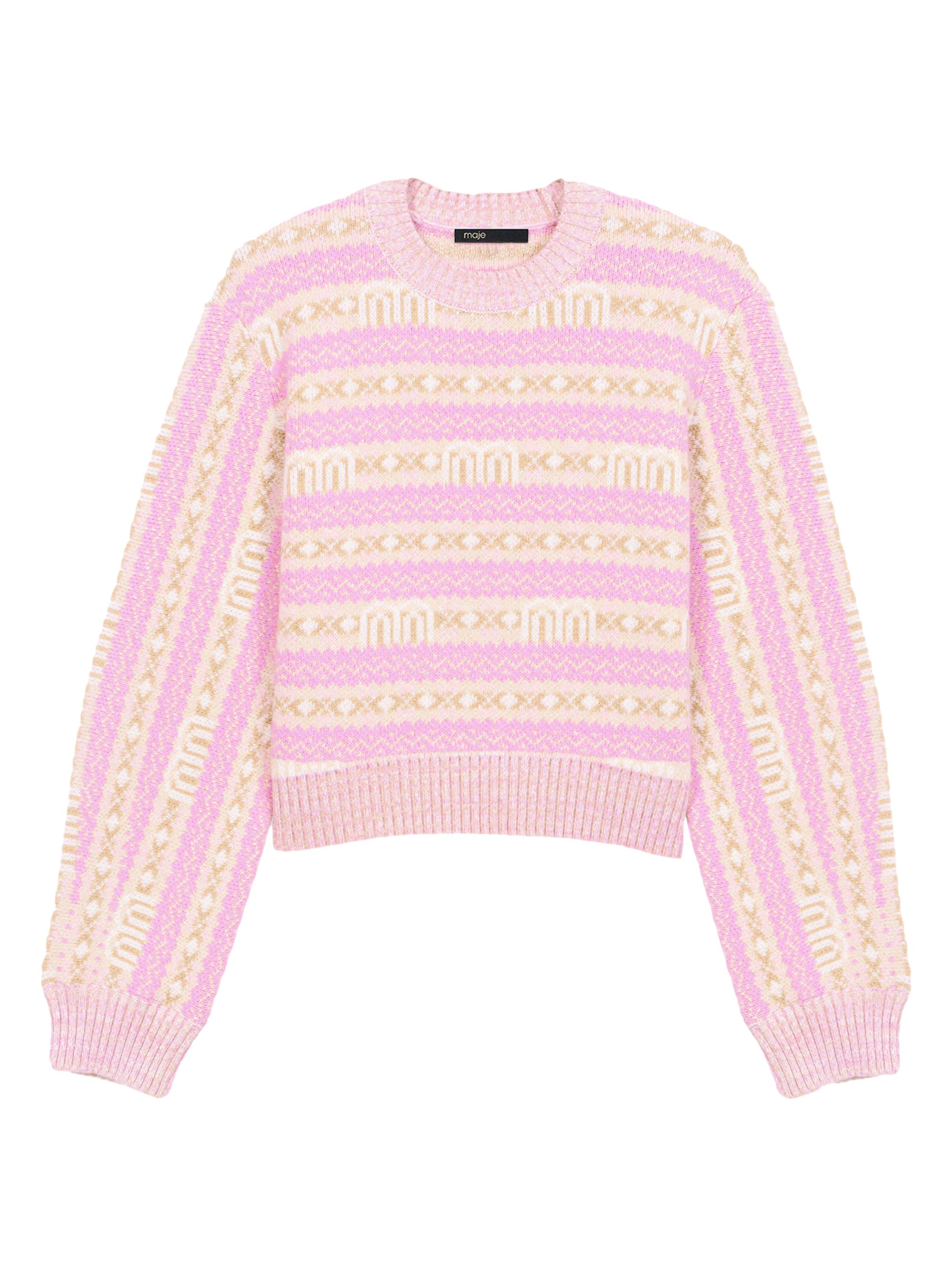 Maje Women's Jacquard Jumper - Multicolor Pink