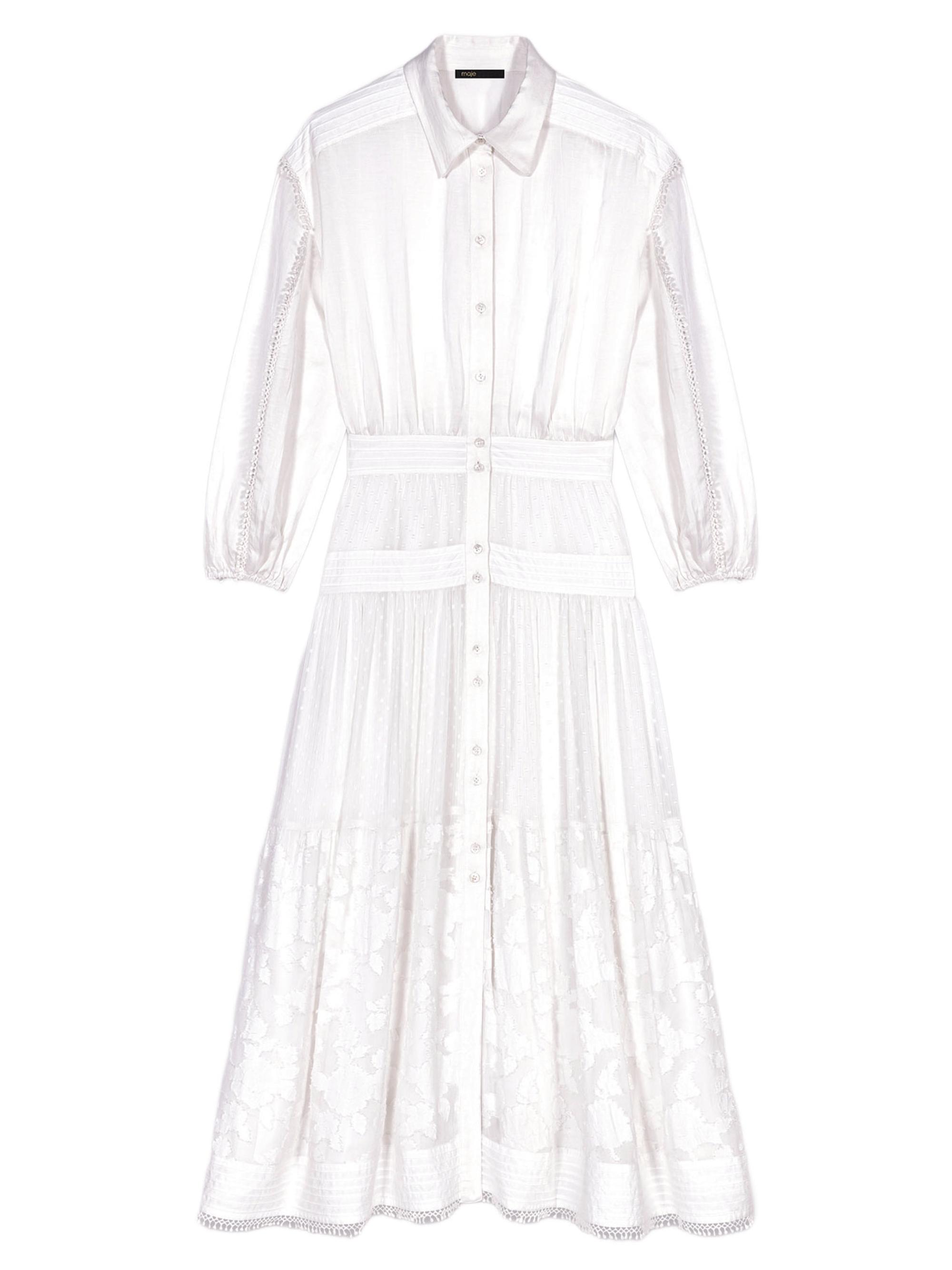 Maje Women's Cotton Patchwork Midi Dress - White