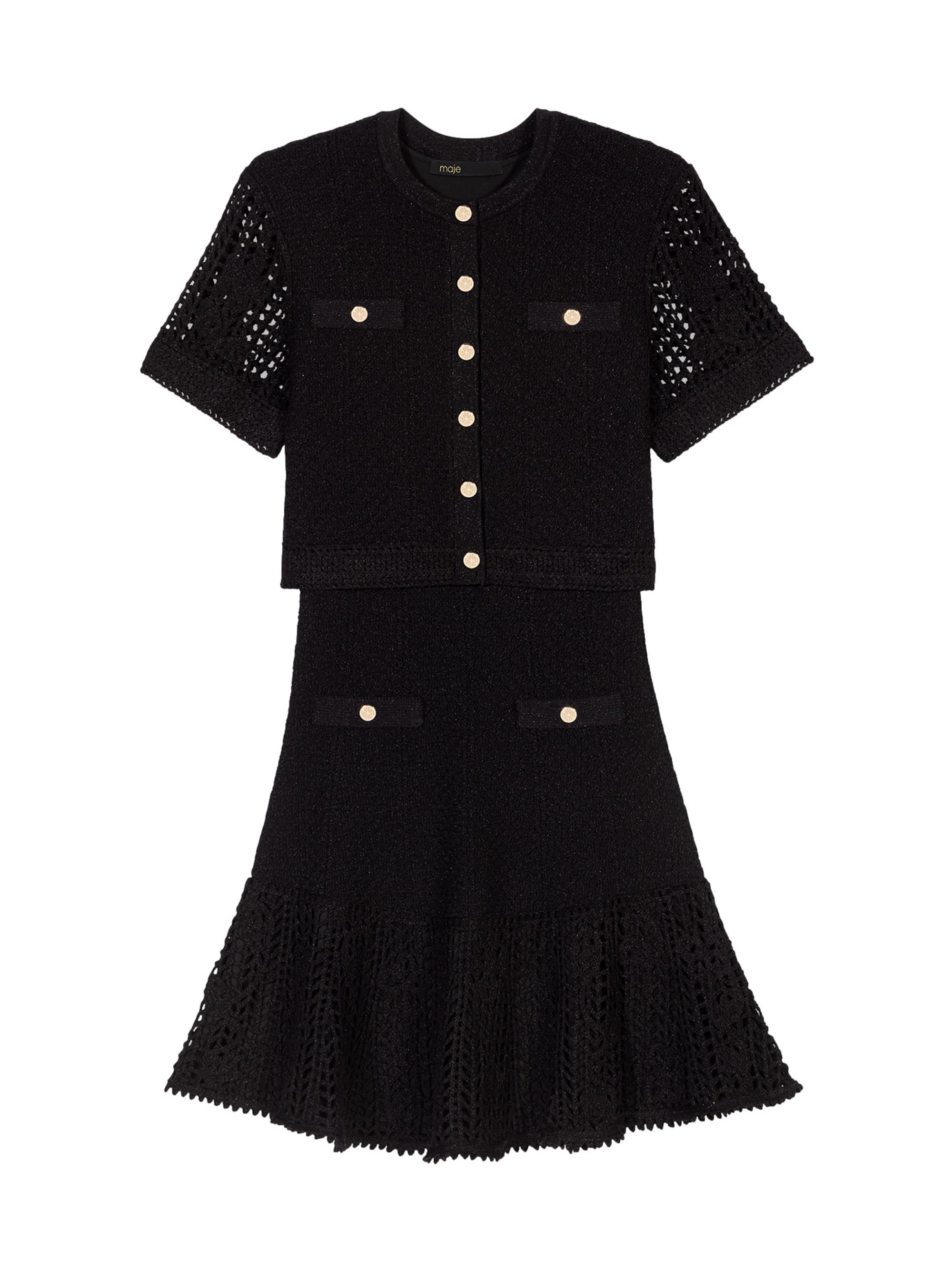 Maje Women's 2-in-1 Crochet Dress - Black