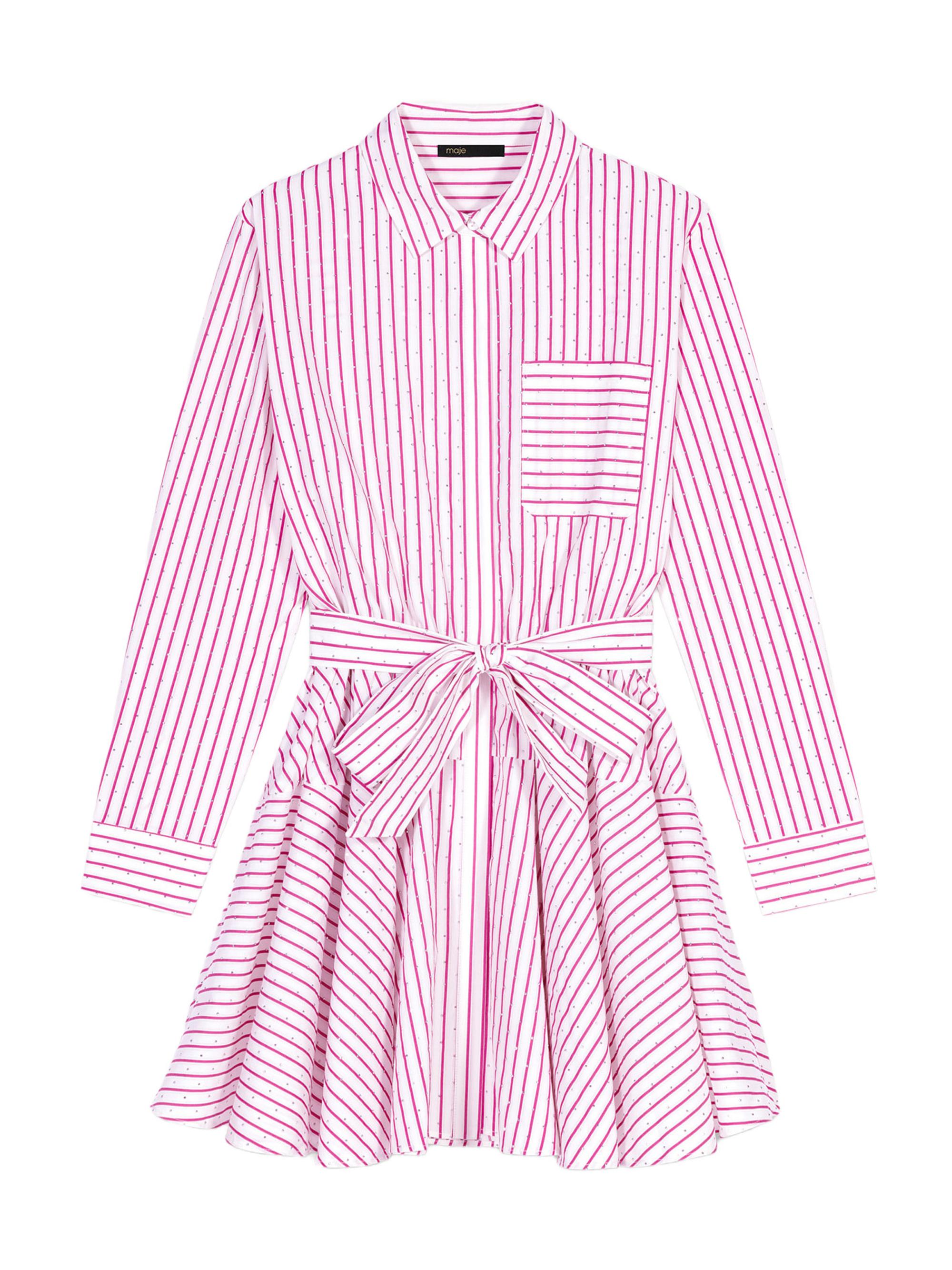 Maje Women's Striped Rhinestone Short Dress - Red Rhinestone