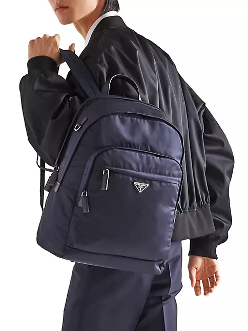 Extra Pocket Leather Backpack in Blue - Loro Piana