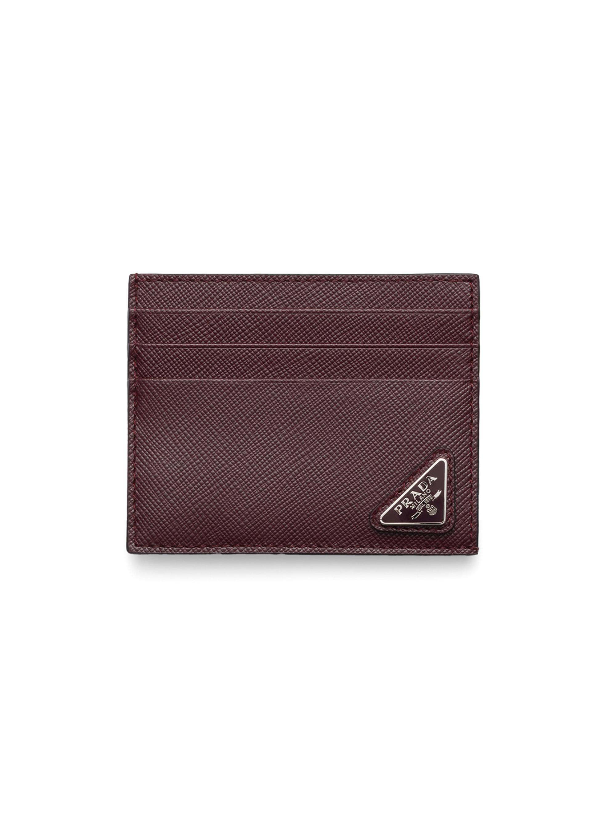 Prada Men's Saffiano Leather Card Holder - Dark Red | Thumbnail 4