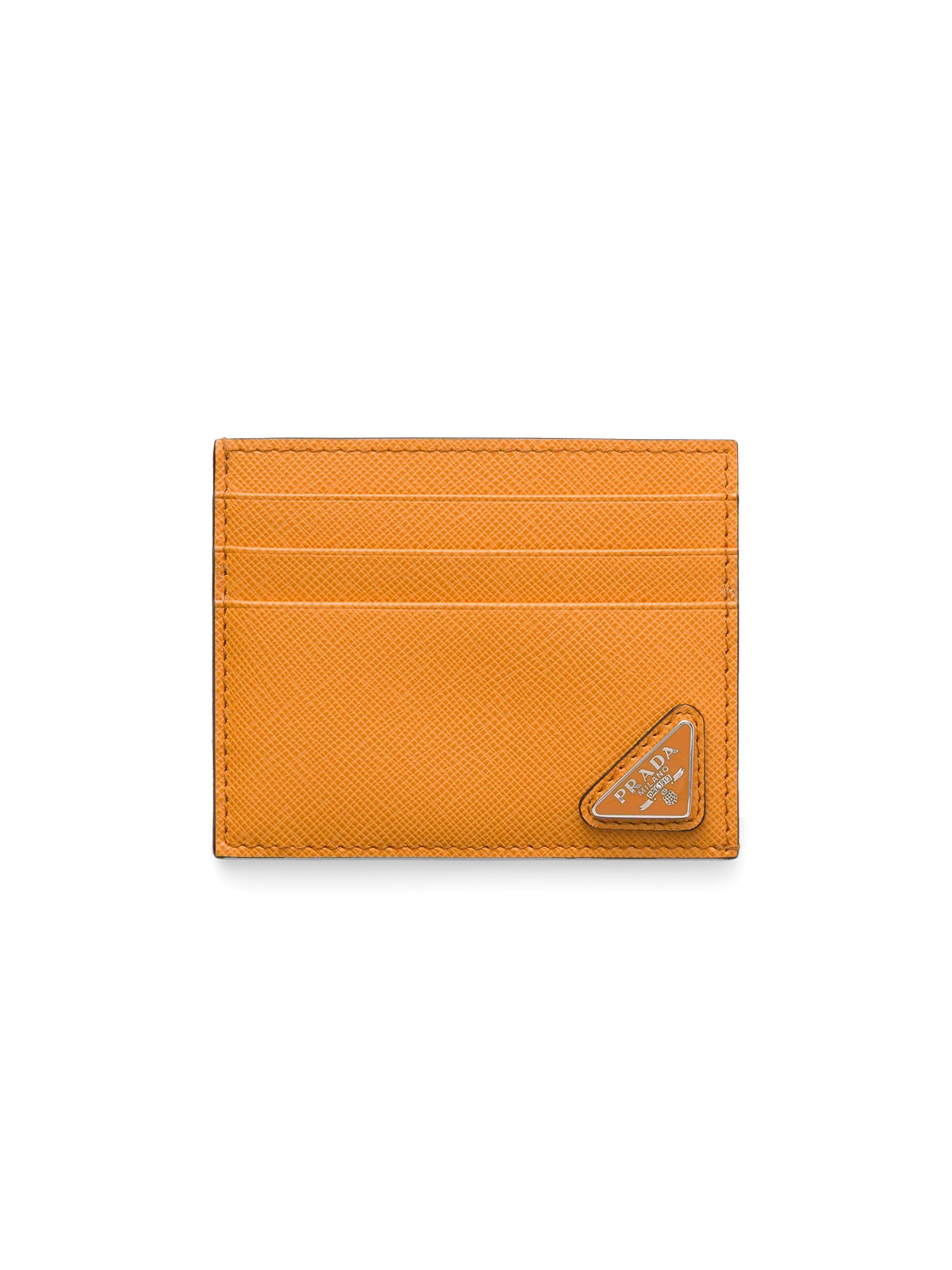Prada Men's Saffiano Leather Card Holder - Orange | Thumbnail 4