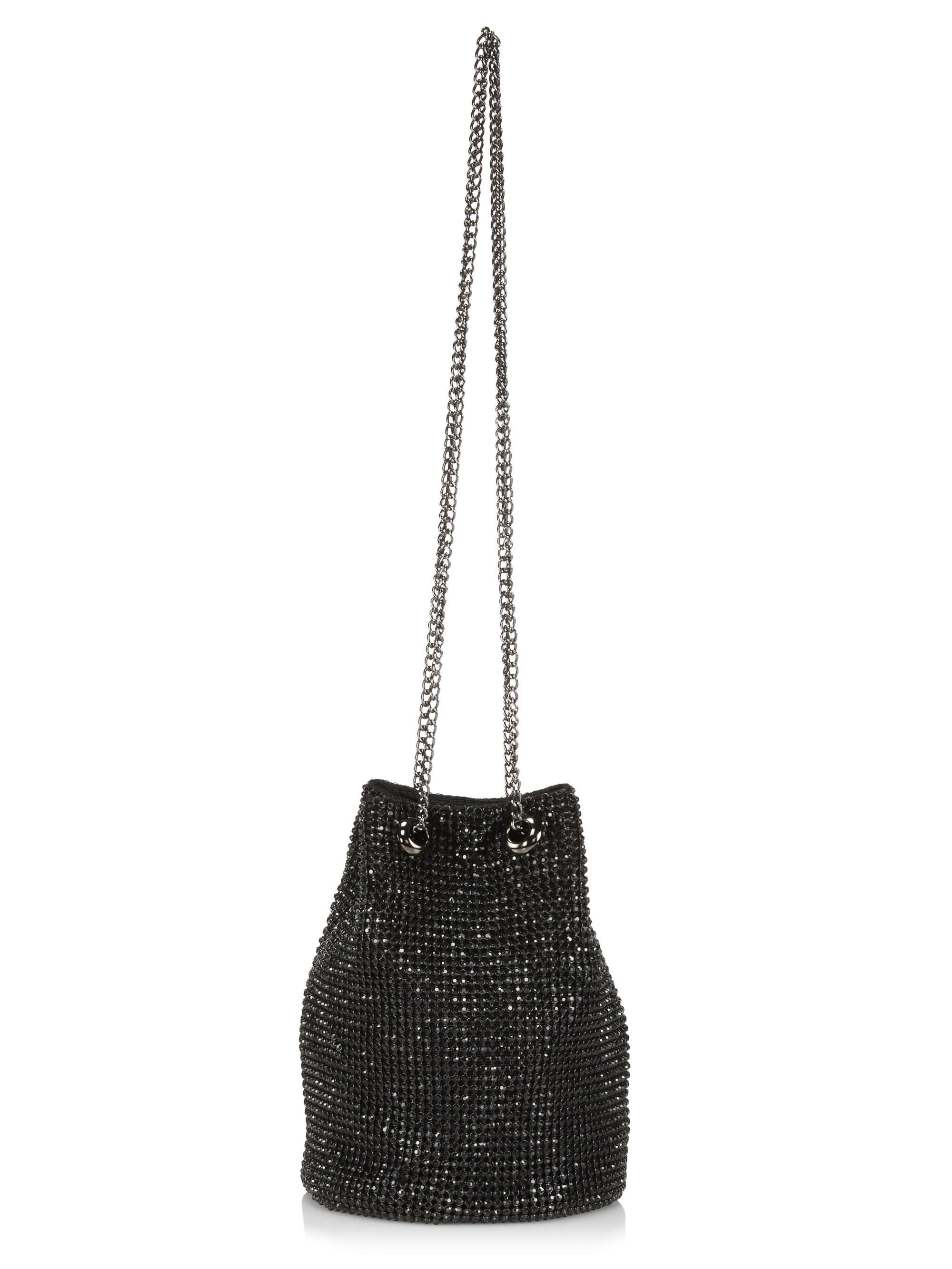 Whiting & Davis Women's Crystal Bucket Bag - Black Crystal