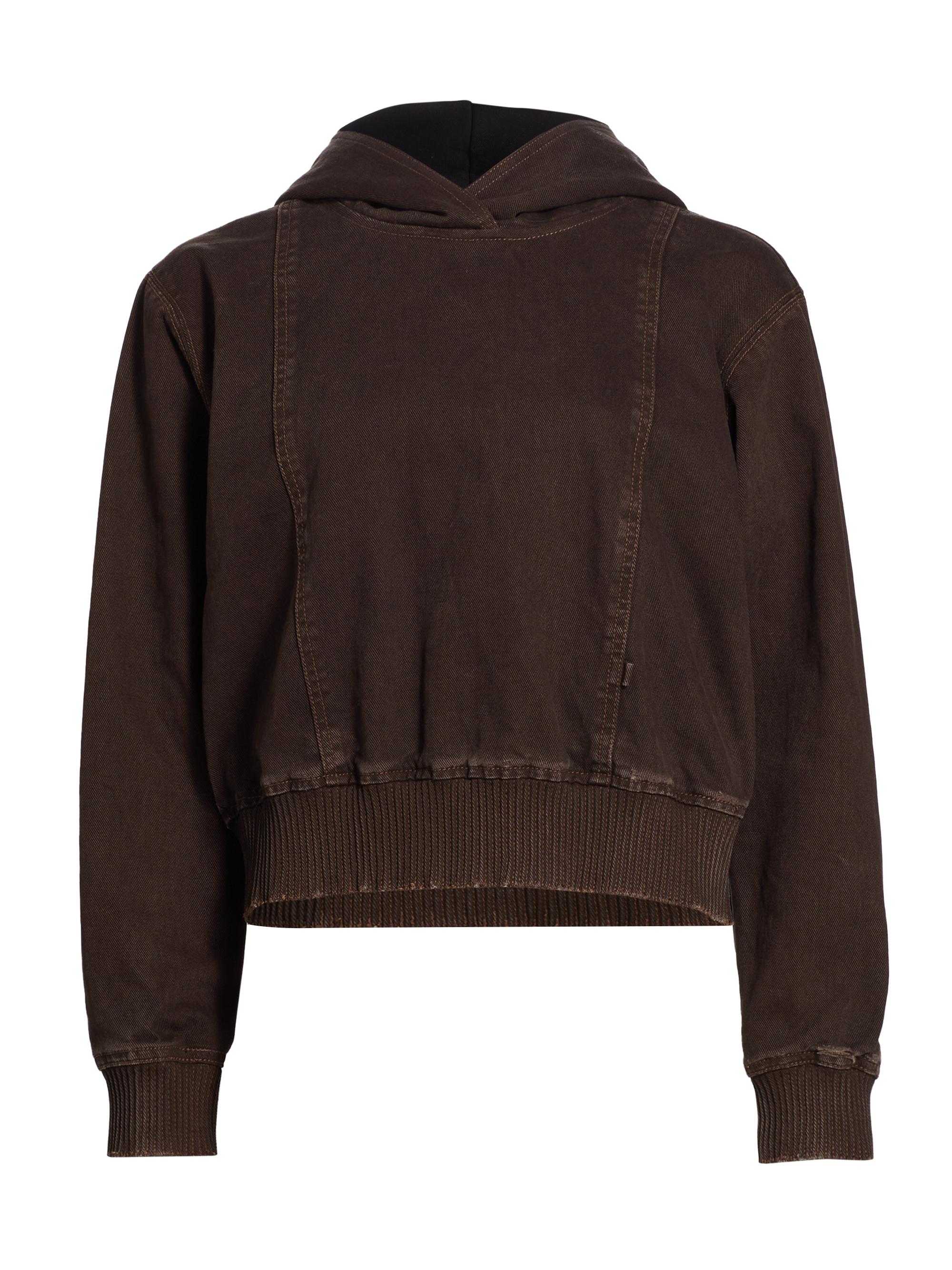 3.1 Phillip Lim Women's Distressed Denim Hoodie - Coffee