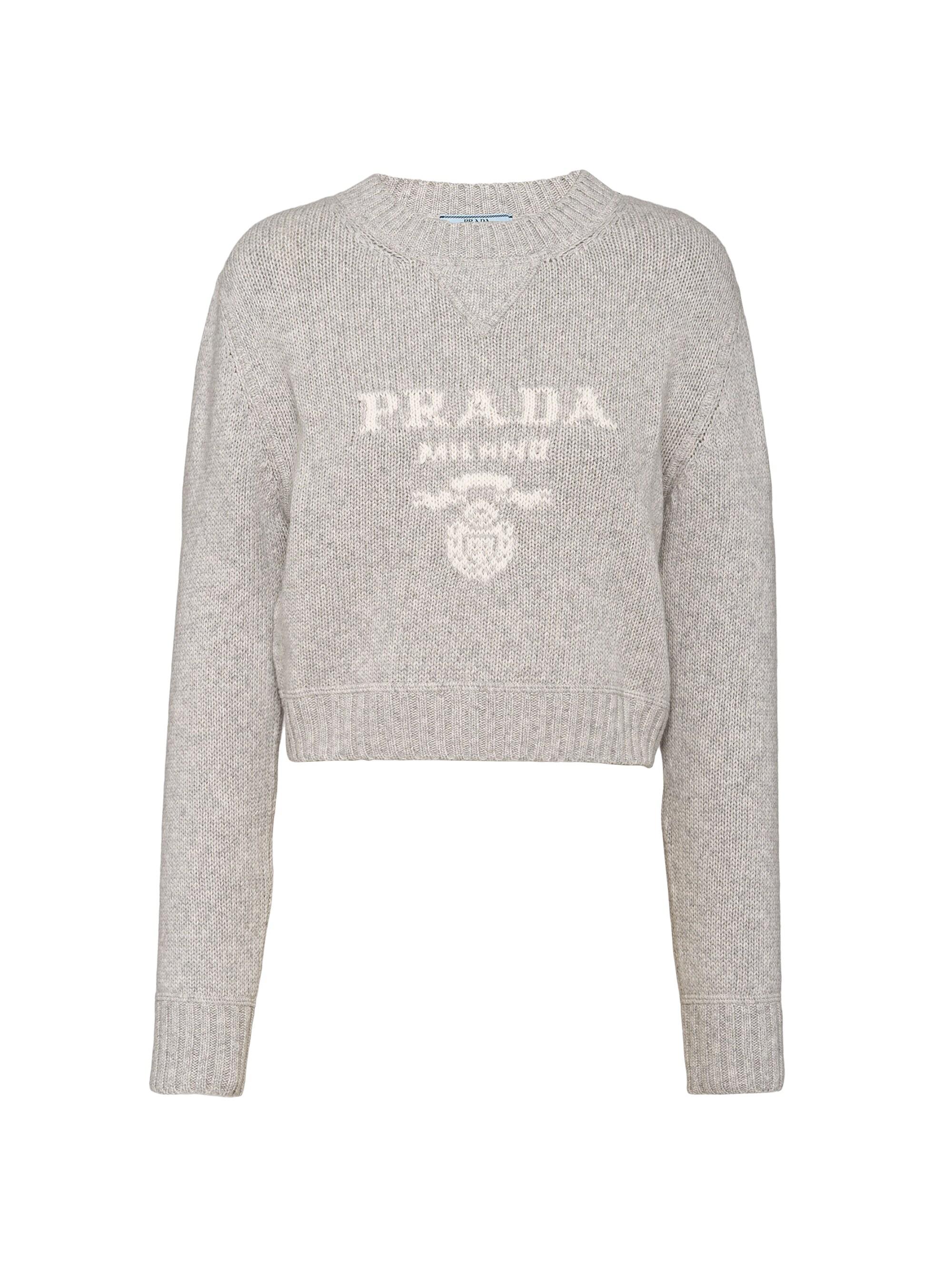 Prada Women's Wool and Cashmere Crewneck Sweater - Grey