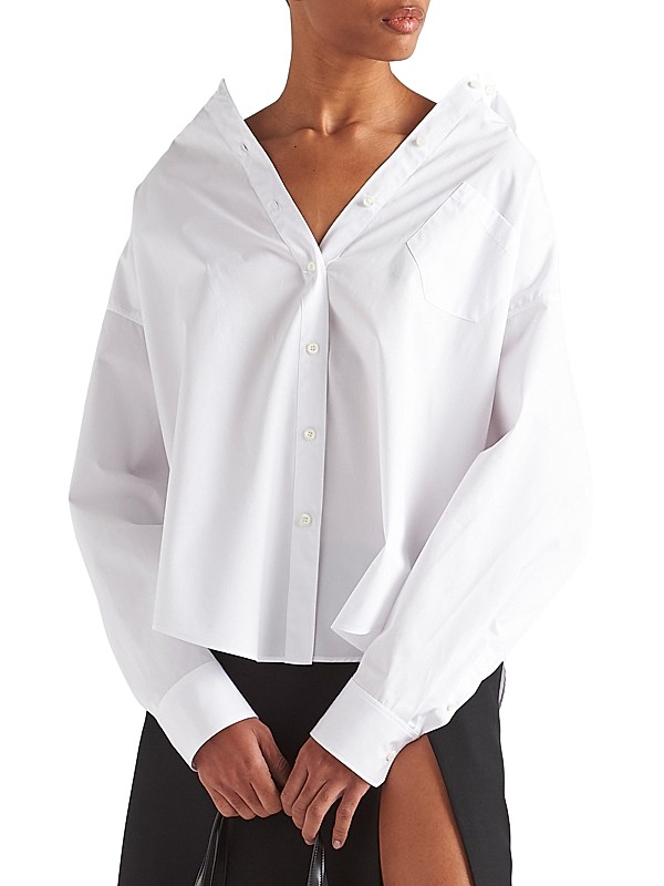 Shop Prada Embroidered Poplin Shirt | Saks Fifth Avenue Shop Prada Embroidered Poplin Shirt | Saks Fifth Avenue