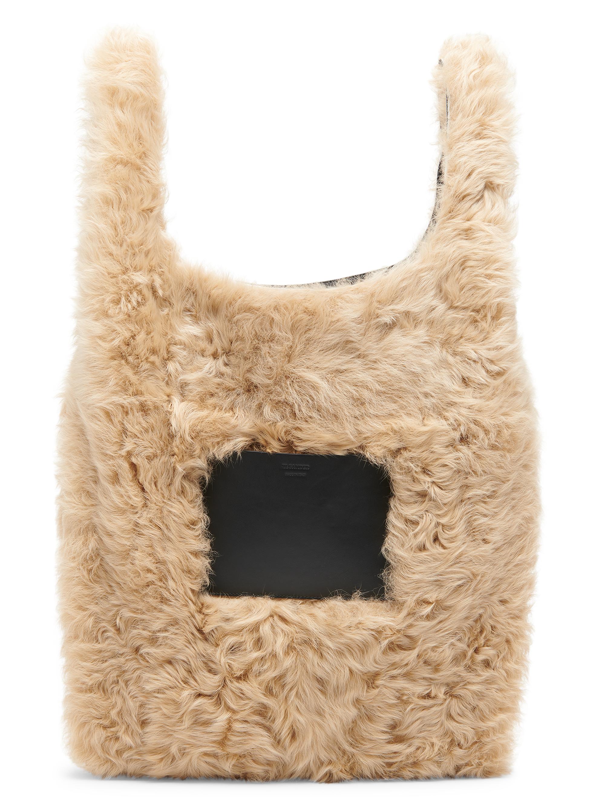 Jil Sander Men's Market Shearling Tote - Dark Sand