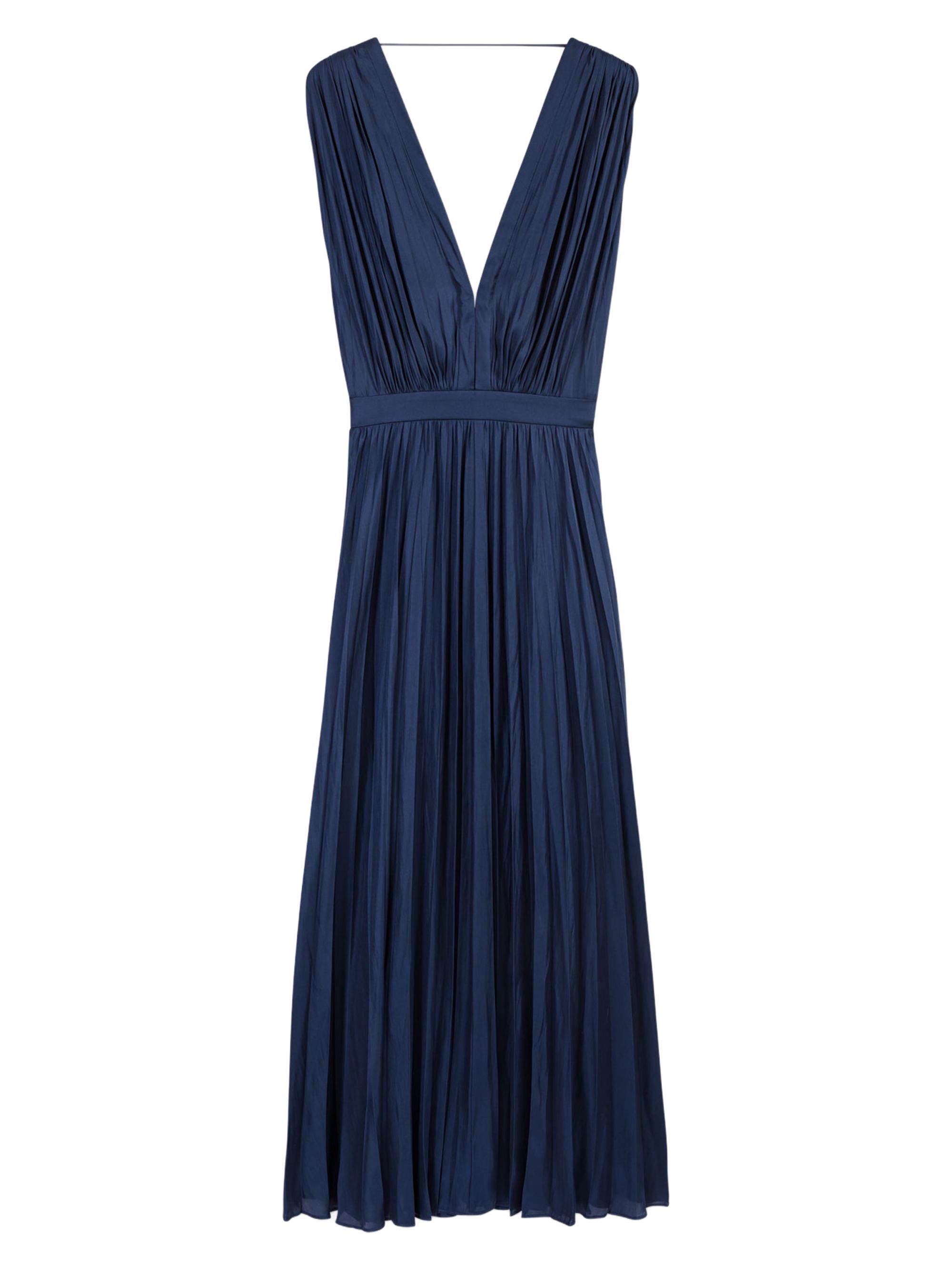 Maje Women's Pleated Maxi Dress - Navy Blue