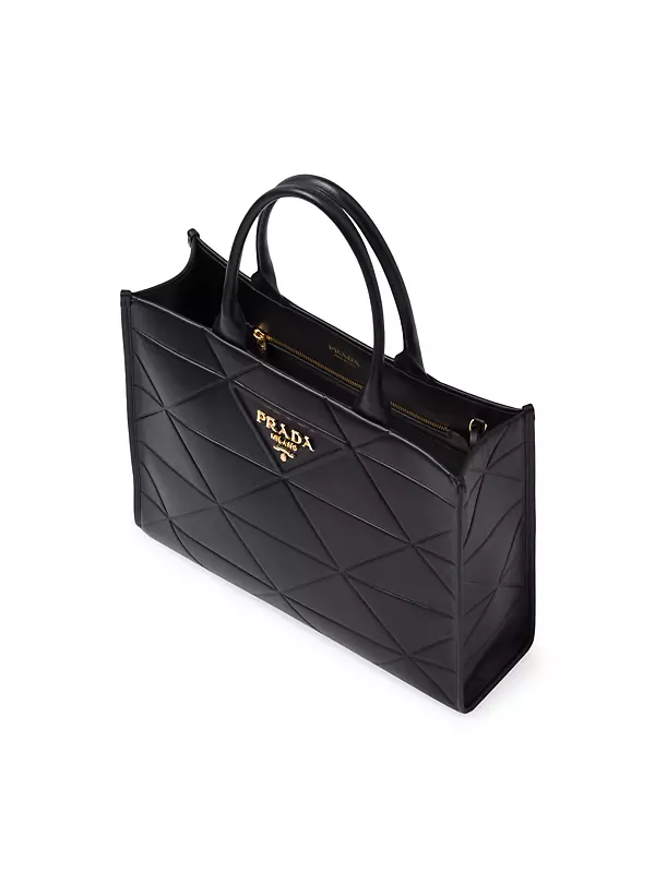 Prada Saffiano Lux Black Leather Large Crossbody Satchel Bag