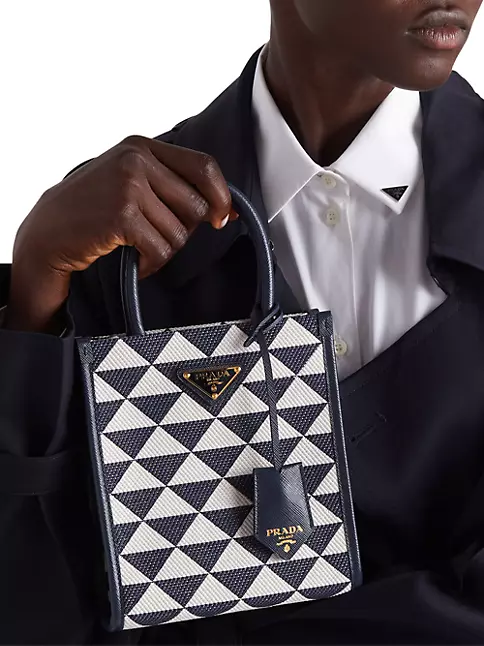 Shop Prada Symbole Embroidered Fabric Mini Bag