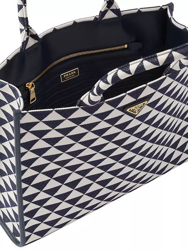 Prada Prada Symbole Mini Embroidered Fabric Top Handle Tote Bag