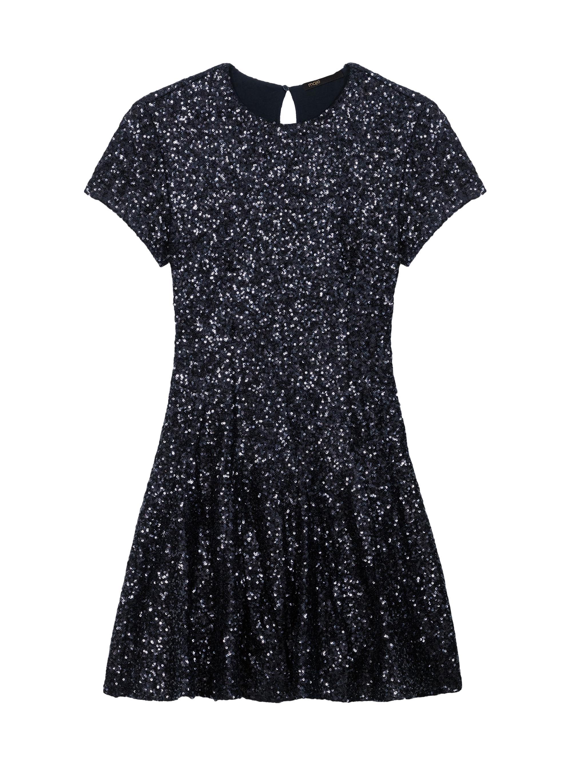 Maje Women's Short Sequin Dress - Black