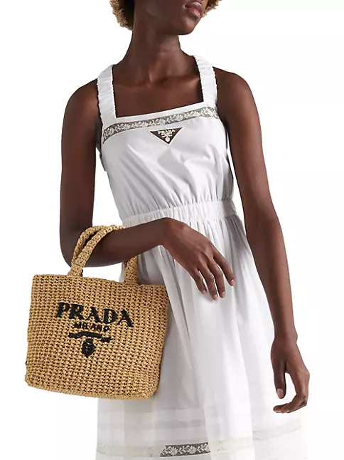Easy and Fashion! Prada Crochet Raffia Tote Bag