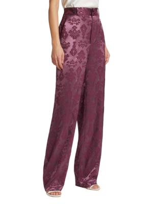 Floral jacquard wide-leg pants