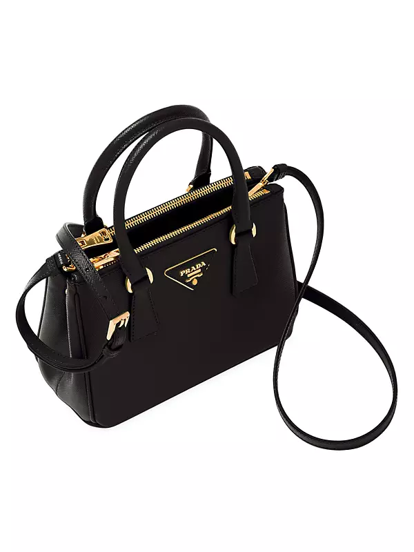 Prada Women Nylon and Saffiano Leather Mini Bag-Black