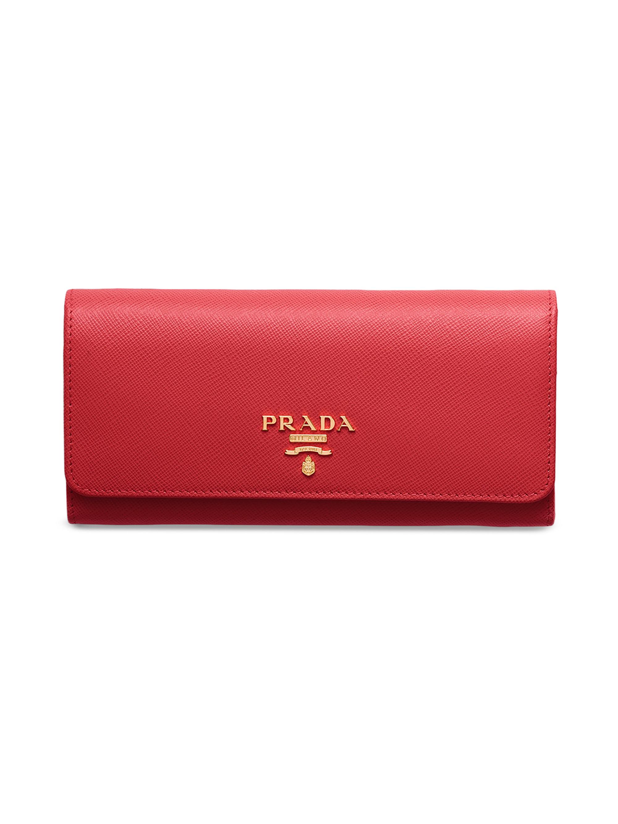 Prada Women's  Saffiano Leather Wallet - Red