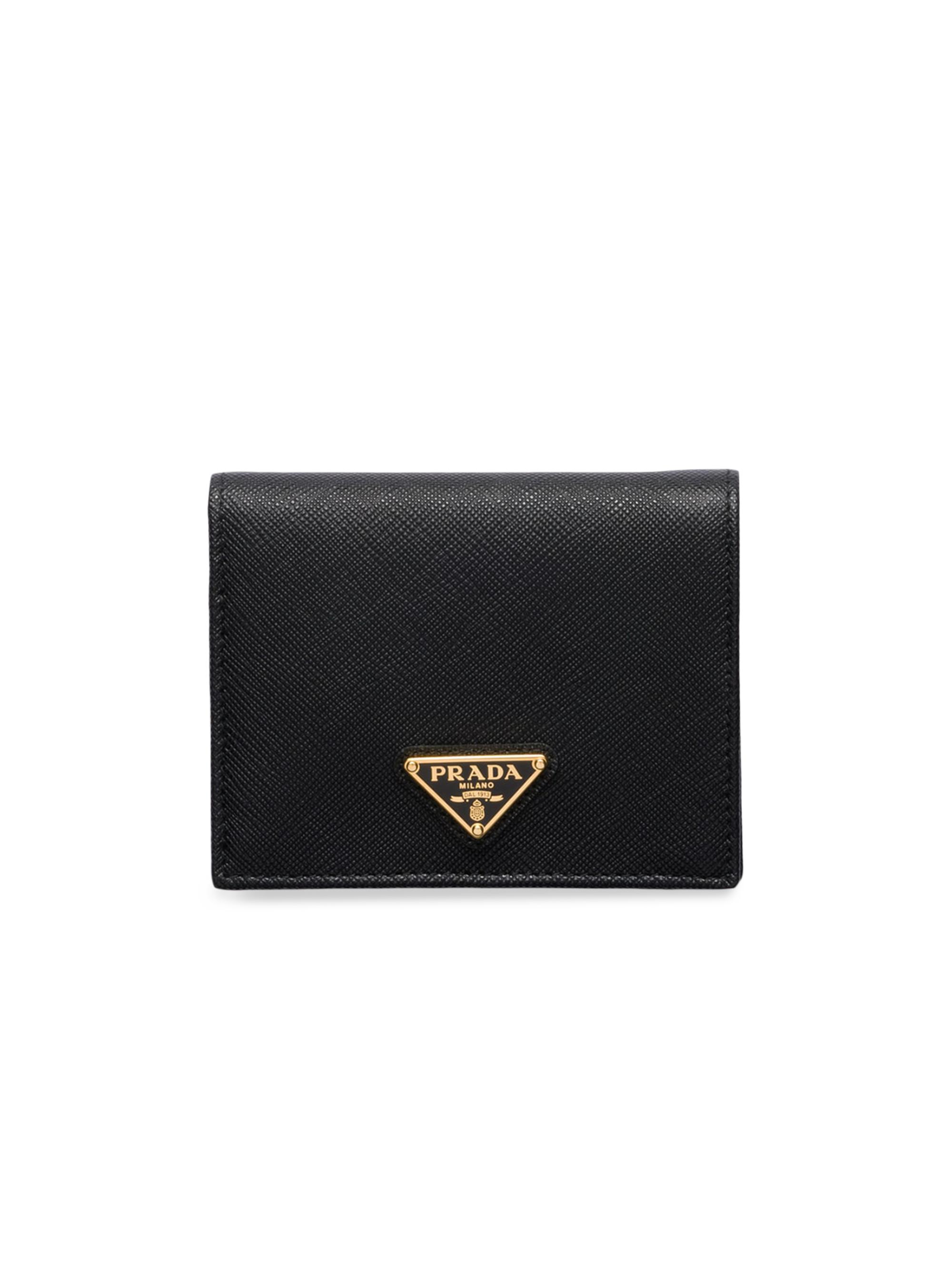 Prada Women's  Saffiano Leather Wallet - Black Gold