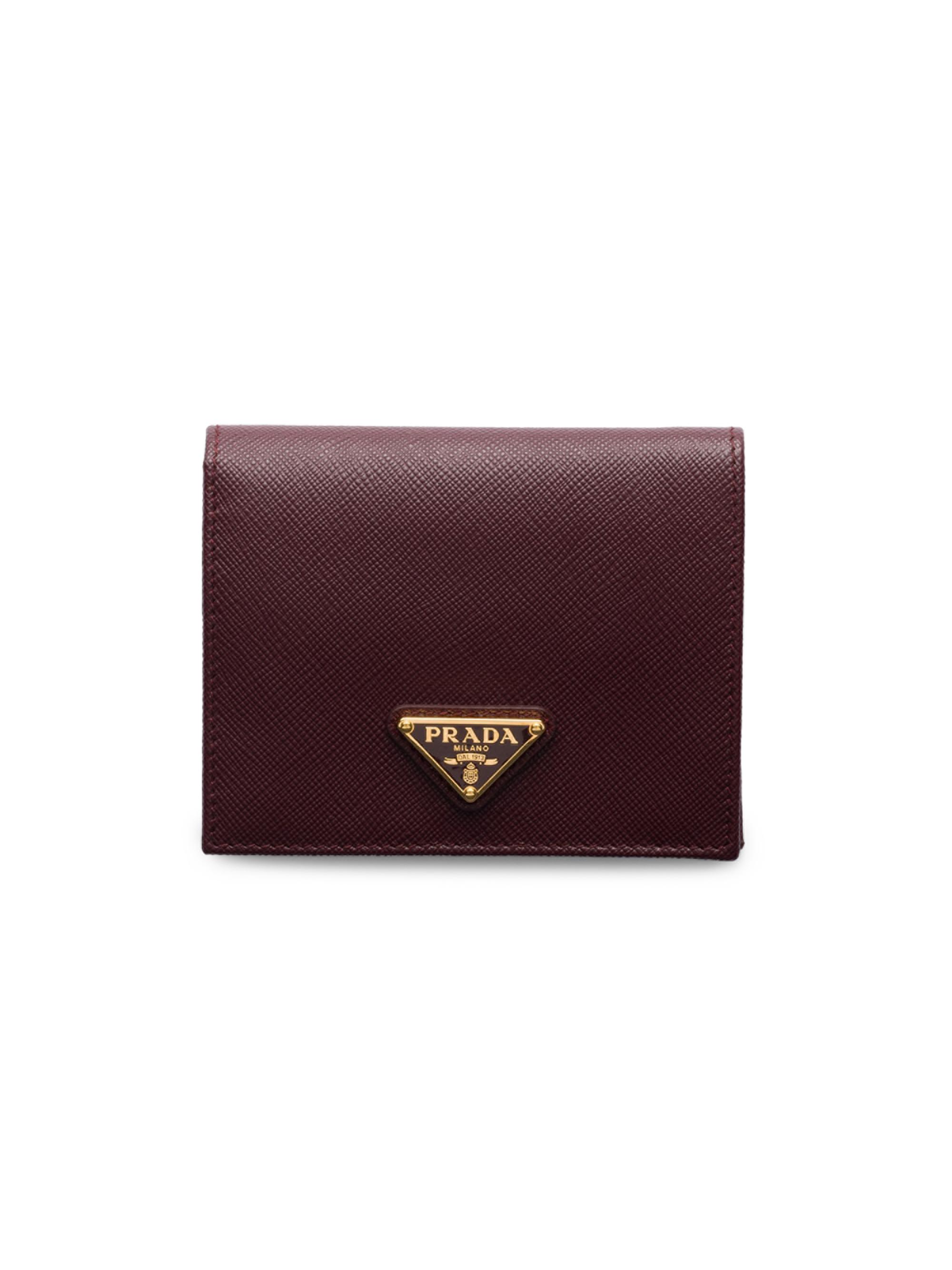 Prada Women's  Saffiano Leather Wallet - Dark Red