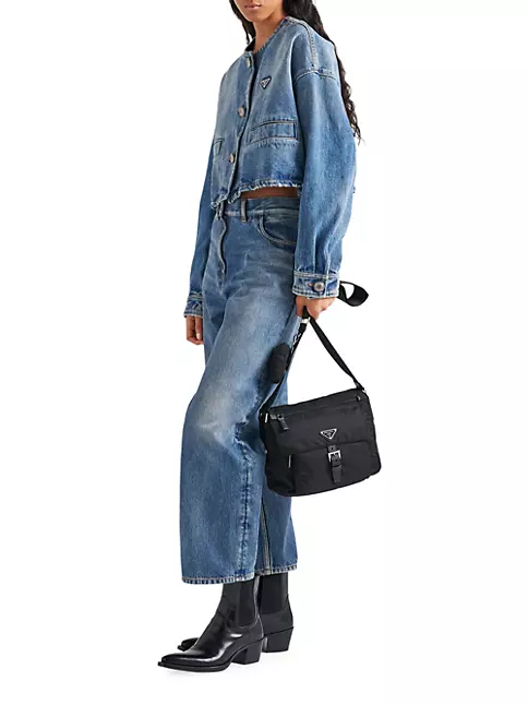 Pocket Small Re Nylon Shoulder Bag in Black - Prada