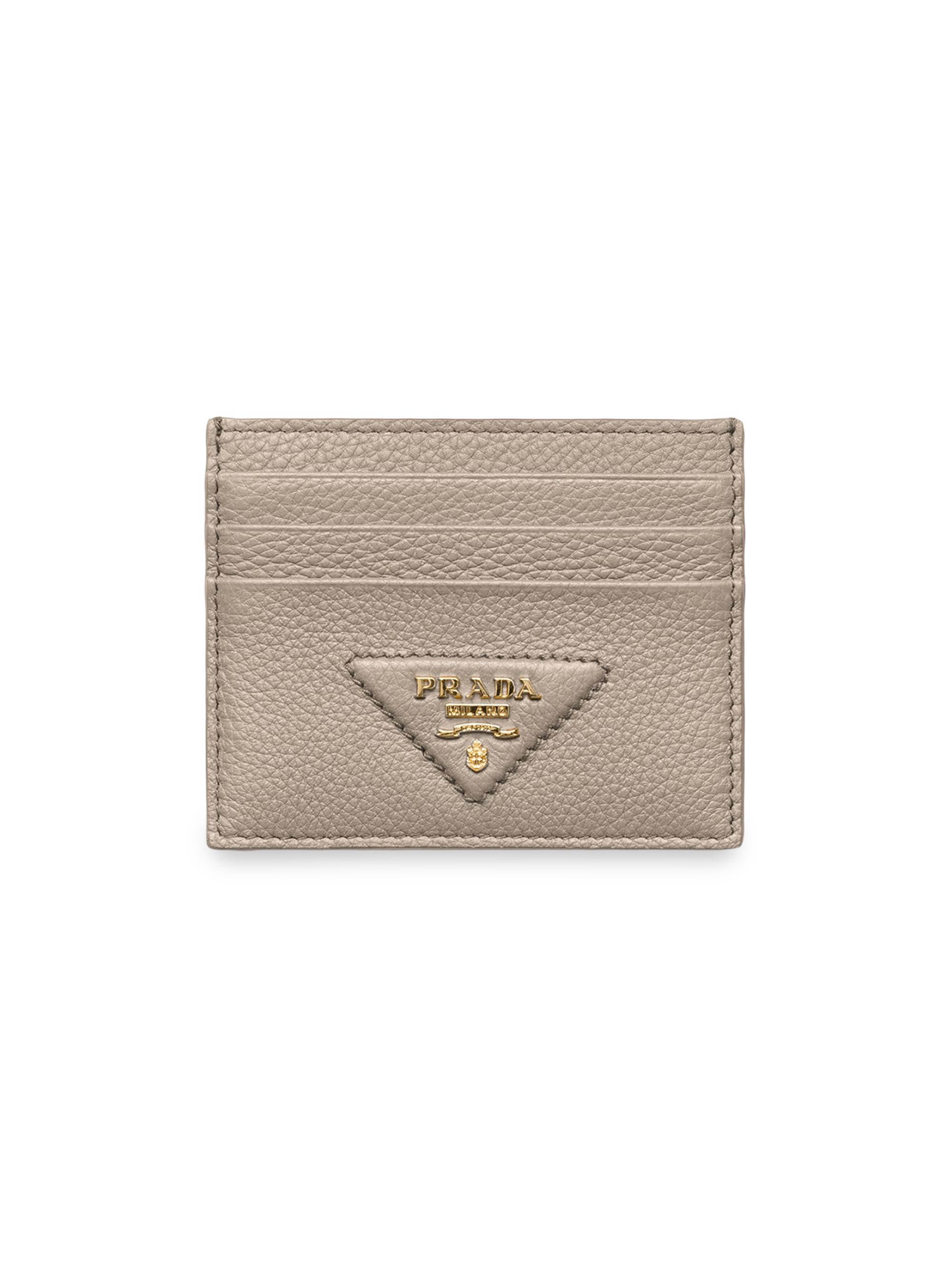 Prada Women's Leather Card Holder - Warm Sand