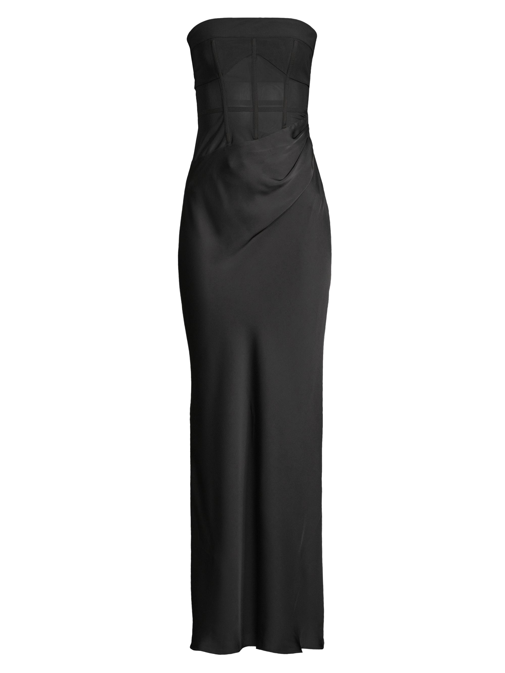 Misha Women's Enora Satin & Mesh Midi-Dress - Black