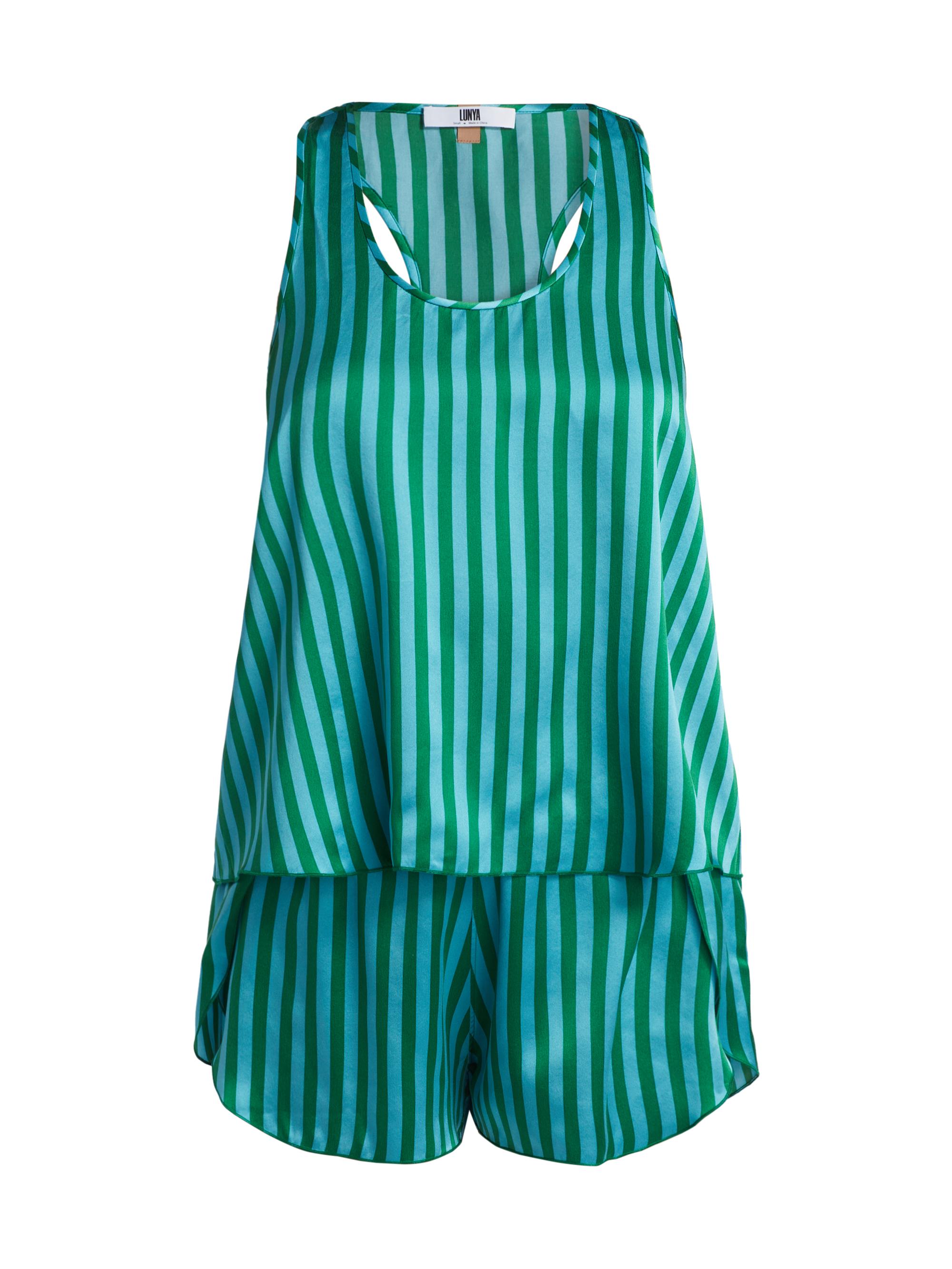 Lunya Women's Striped Tulip Back Silk Short Pajamas - Halcyon Stripe