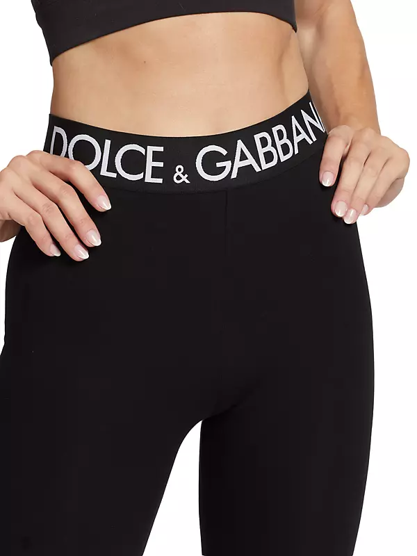 Shop Dolce&Gabbana Cotton-Blend Logo Leggings