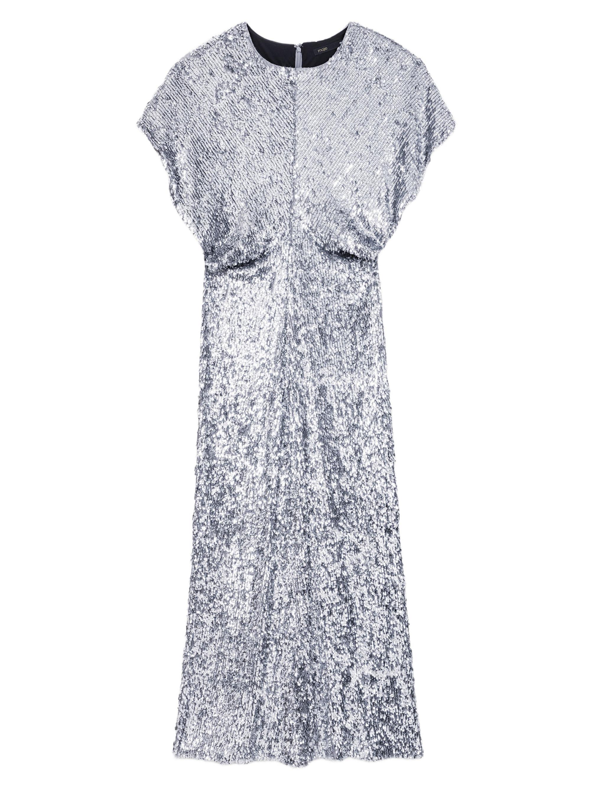 Maje Women's Sequin Maxi Dress - Silver
