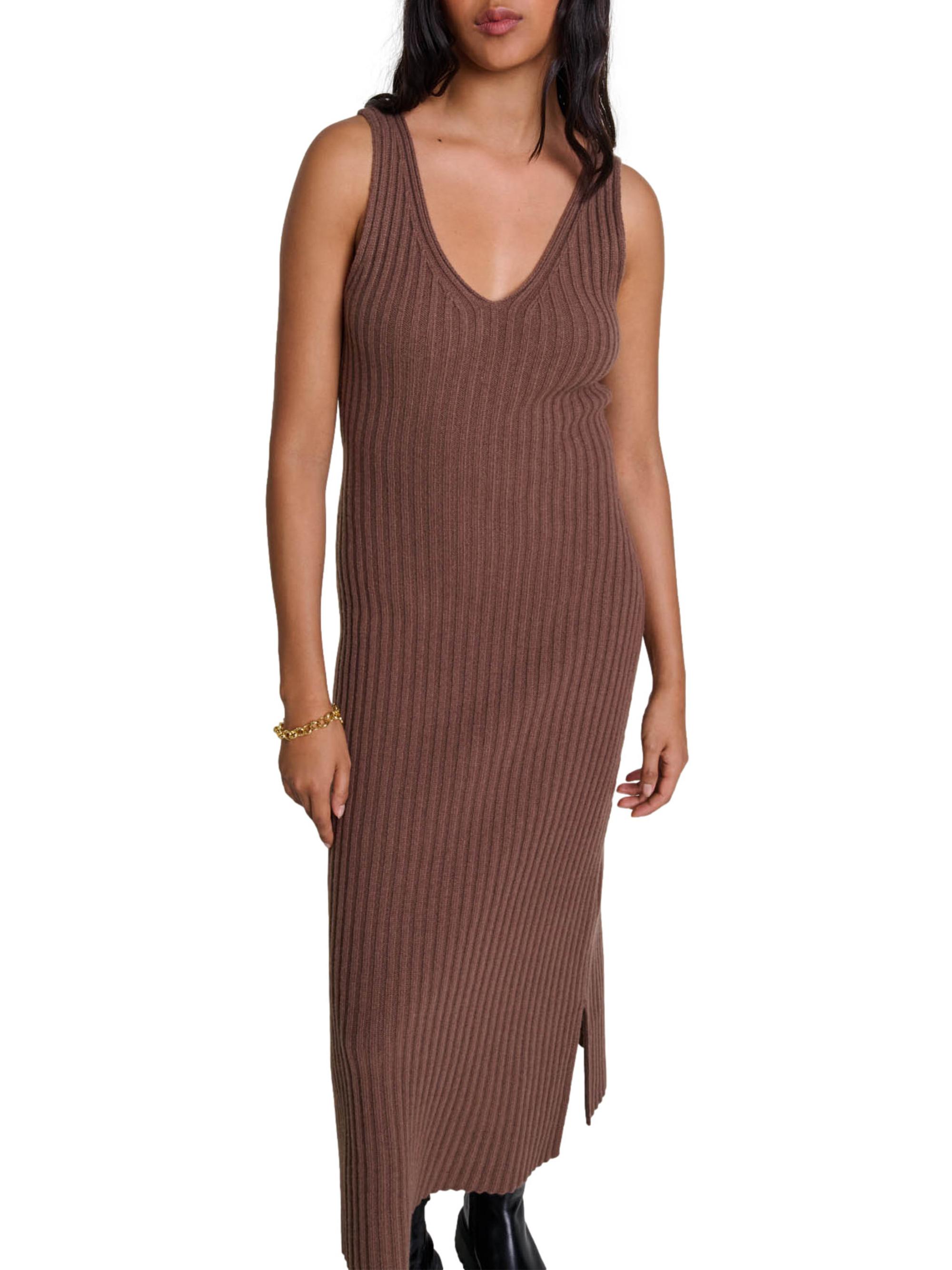 Maje Women's 2-in-1 Wool Maxi Dress - Brown