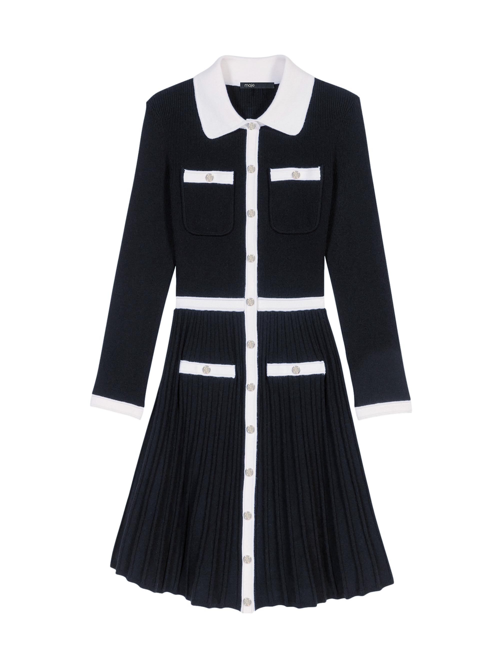 Maje Women's Short Knit Dress - Black White