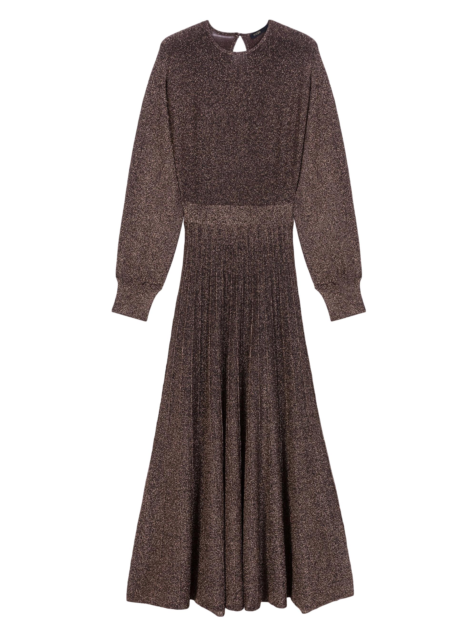 Maje Women's Shiny Knit Maxi Dress - Brown