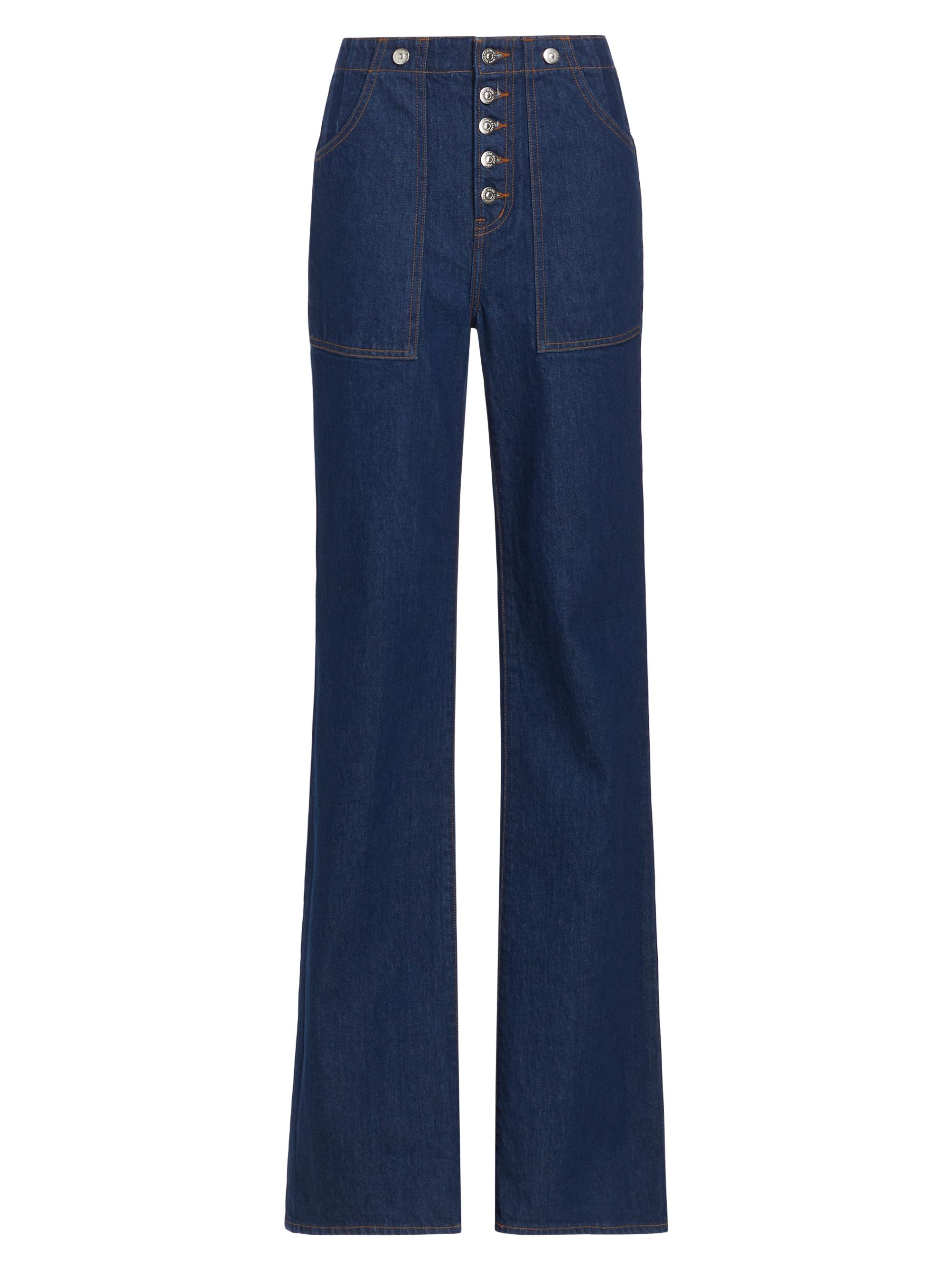 Veronica Beard Women's Crosbie High-Waisted Wide-Leg Jeans - Washed Oxford